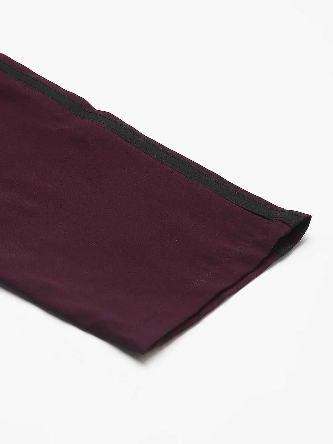 Dpassion Men Slim Fit Maroon Track Pants with Side Stripes Gym Activewear