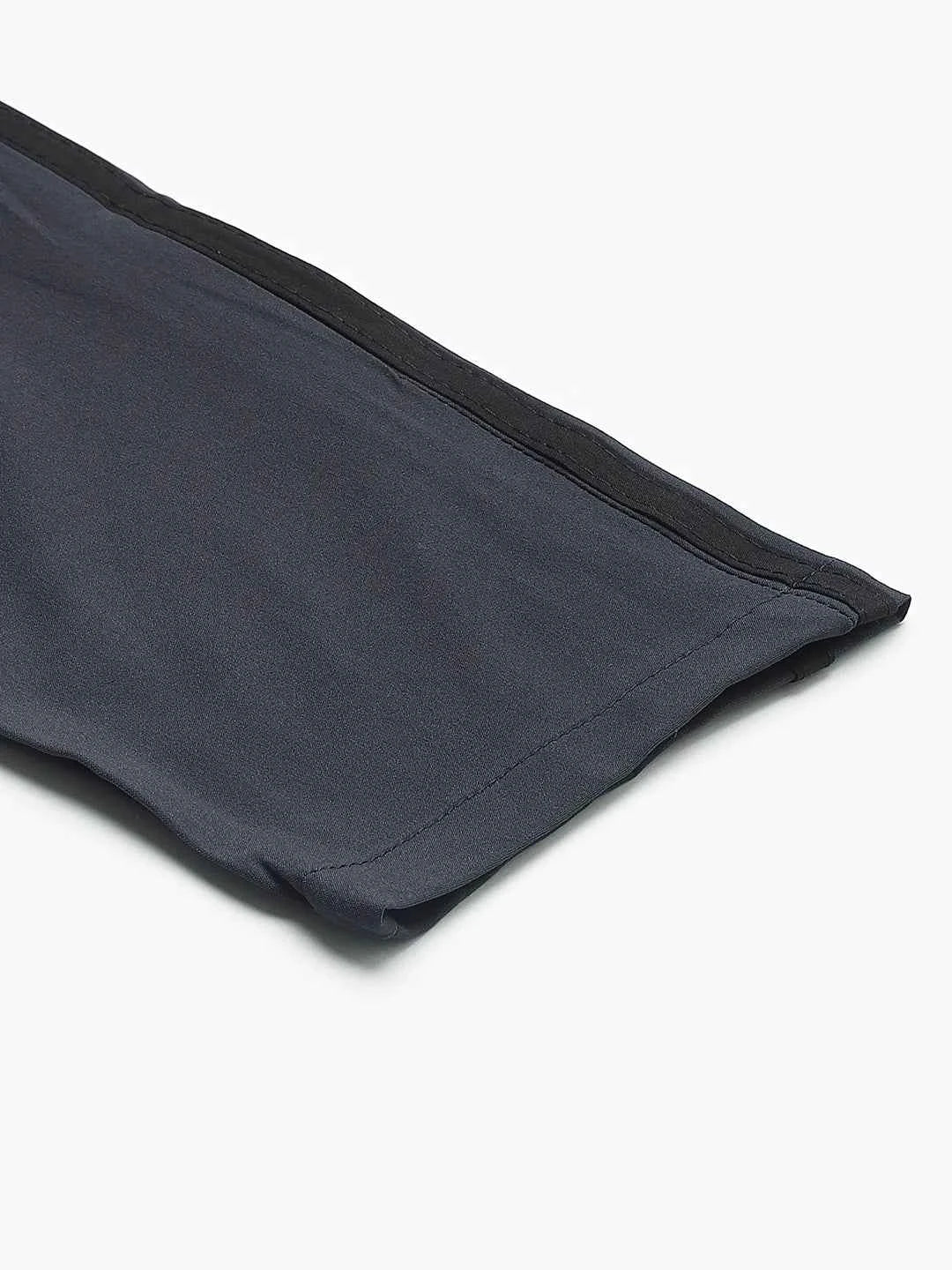 Dpassion Men Slim Fit Charcoal Track Pants with Dual Black Stripe Activewear