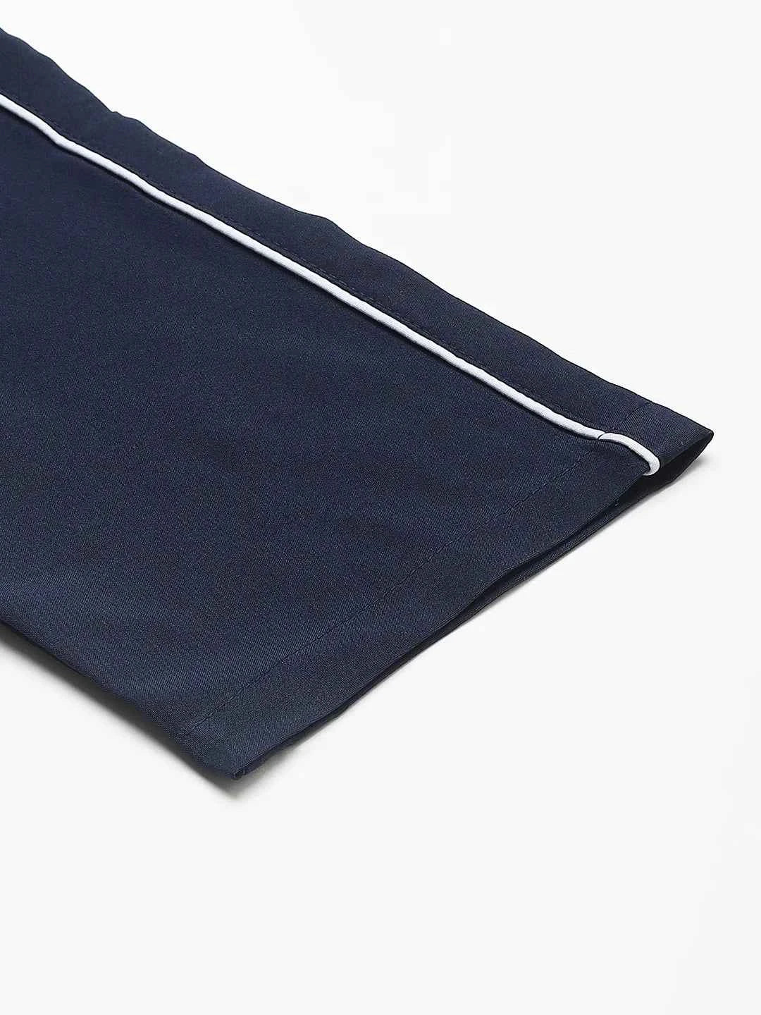 Dpassion Men Navy Slim Fit Track Pants Stripe Gym Activewear