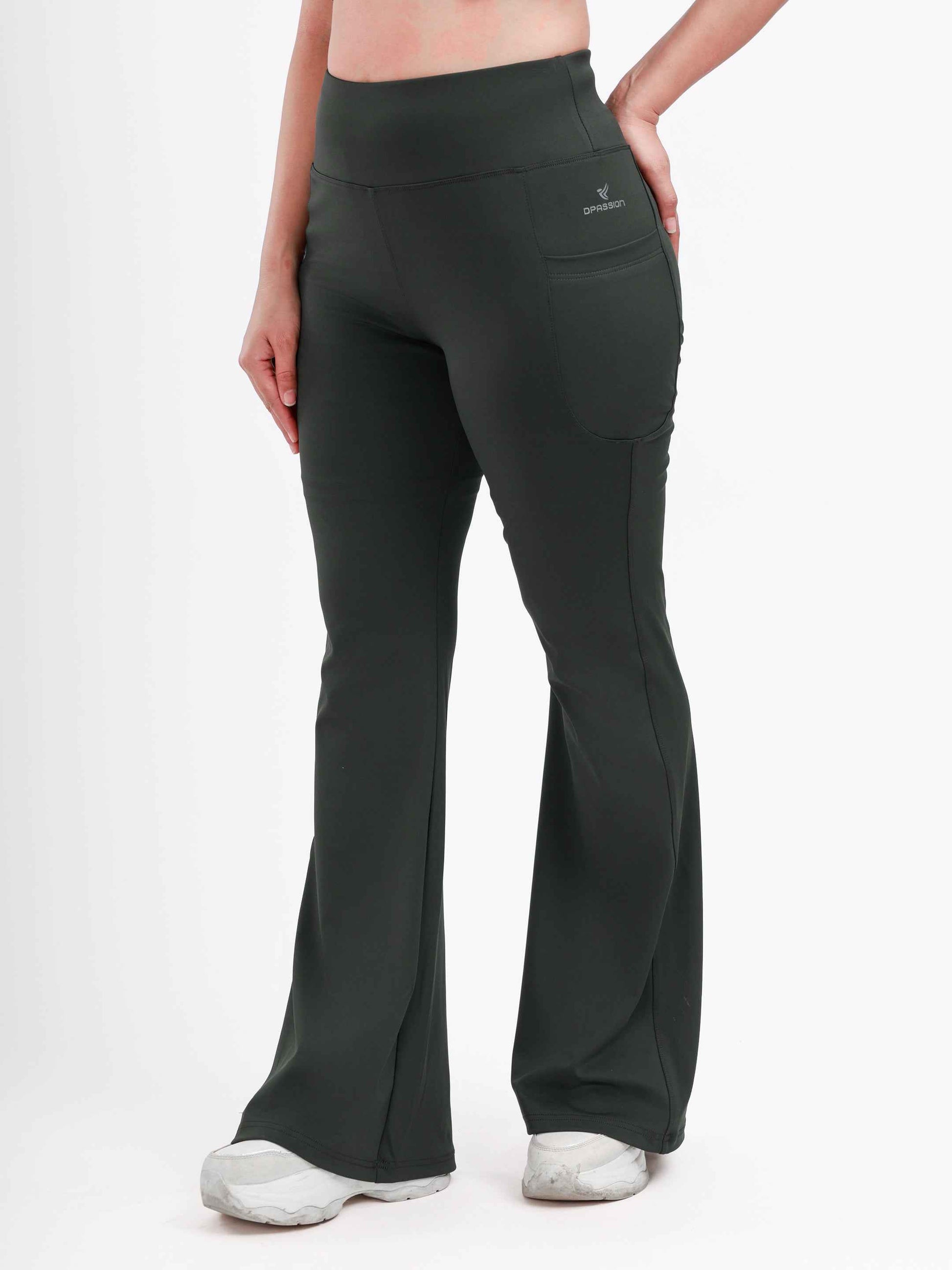 Dpassion Sculpt Flare Pants Olive High Waist Activewear