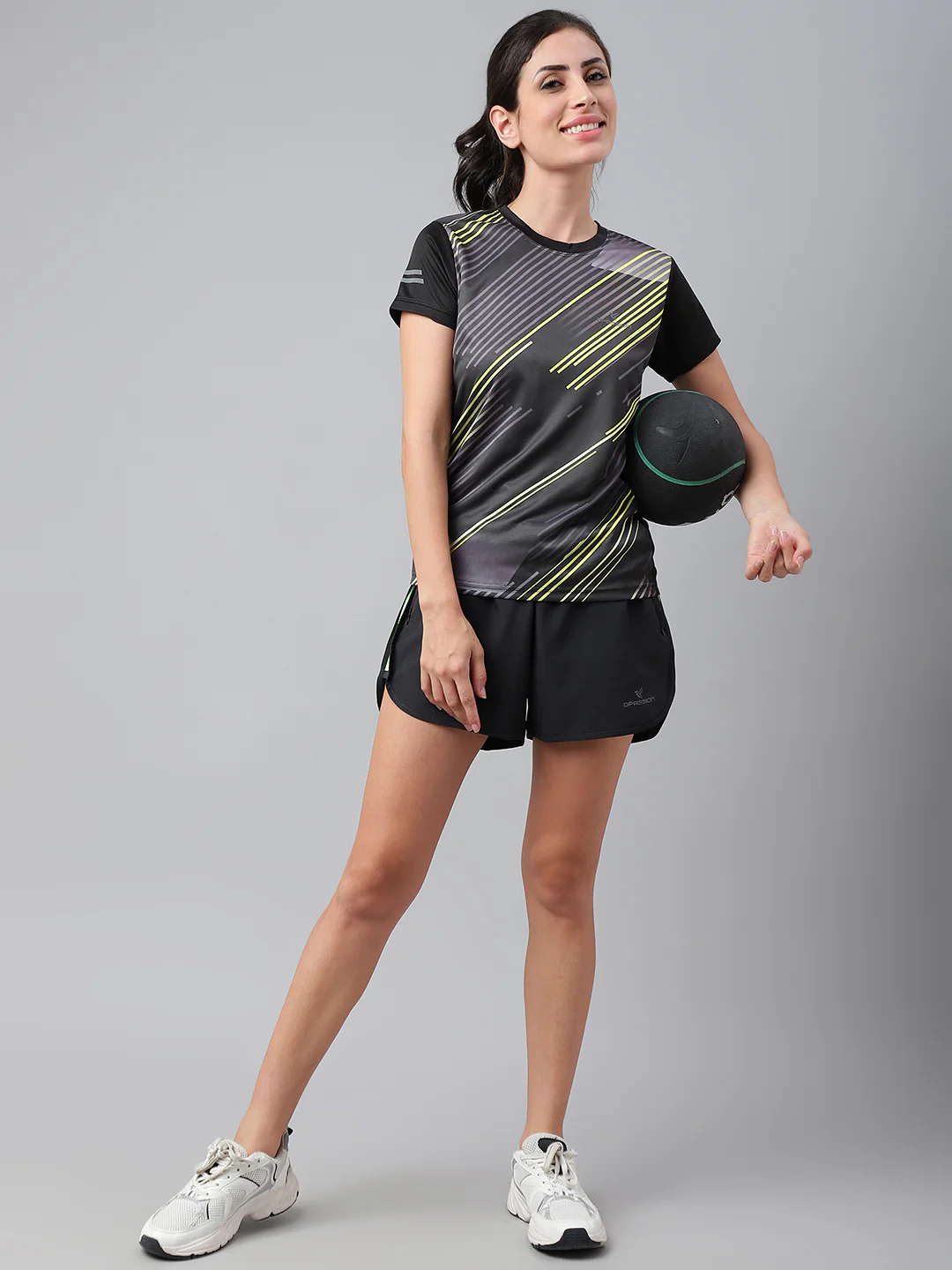 Dpassion Women Printed Training T-Shirt & Shorts Activewear Set - Dpassion