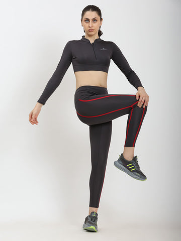 Dpassion PowerLine Performance Co-Ord Set Black Red Activewear - Dpassion