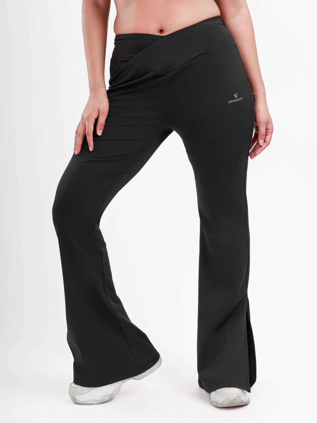 Dpassion Cross Waist Flare Pants Black Sculpt Activewear