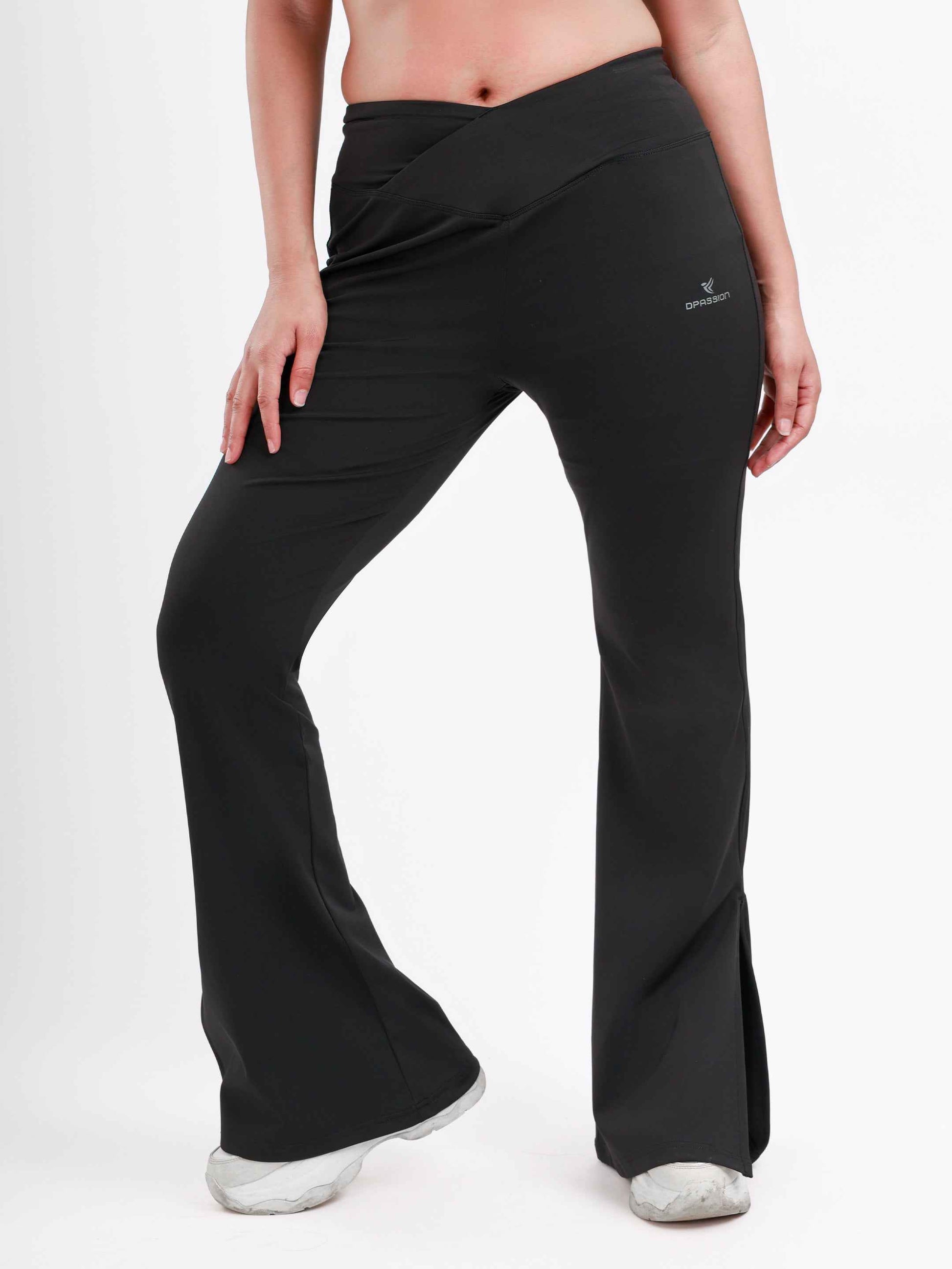 Dpassion Cross Waist Flare Pants Black Sculpt Activewear