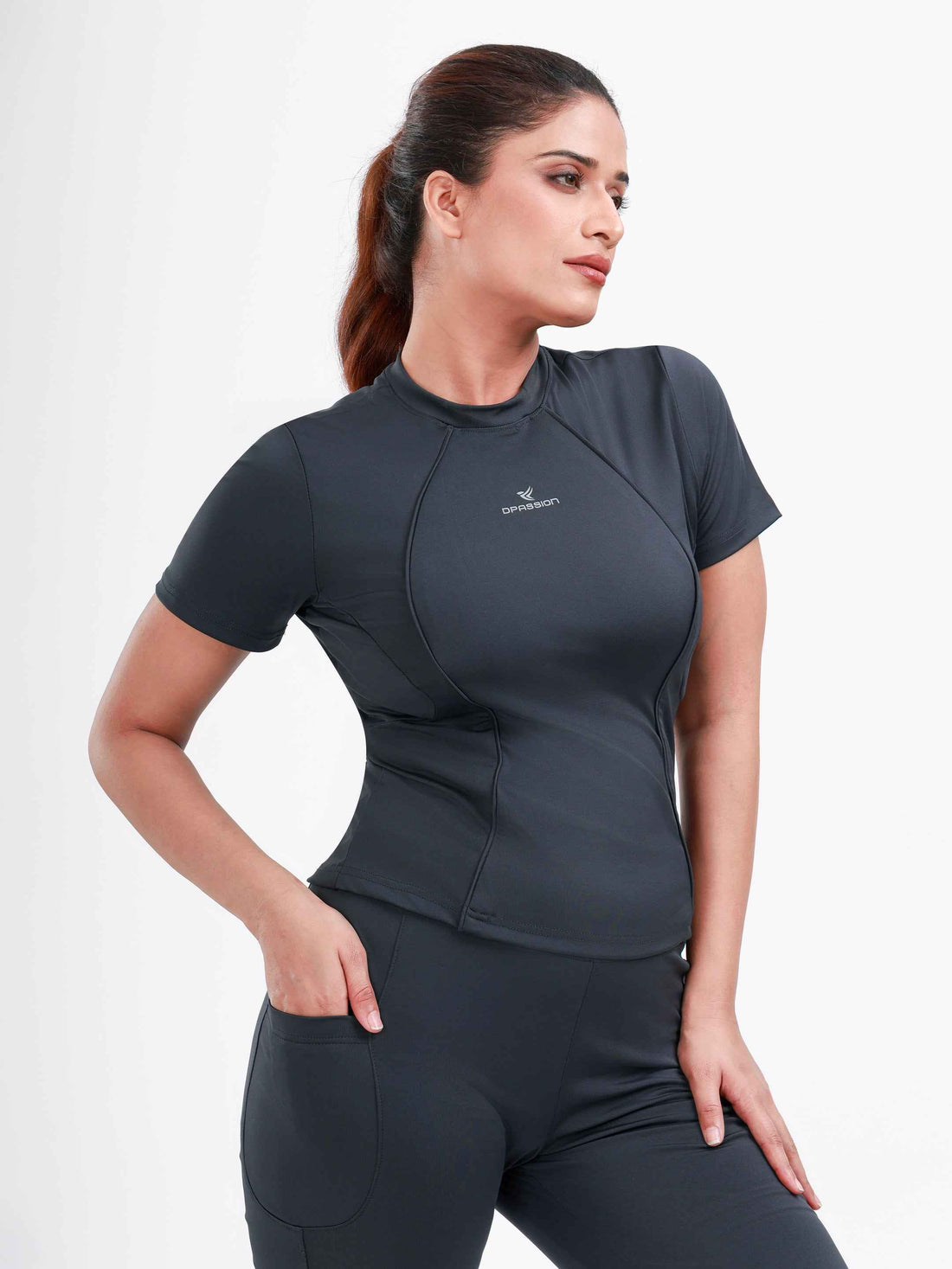 Dpassion SculptFit Performance Tee Charcoal Women Activewear Top