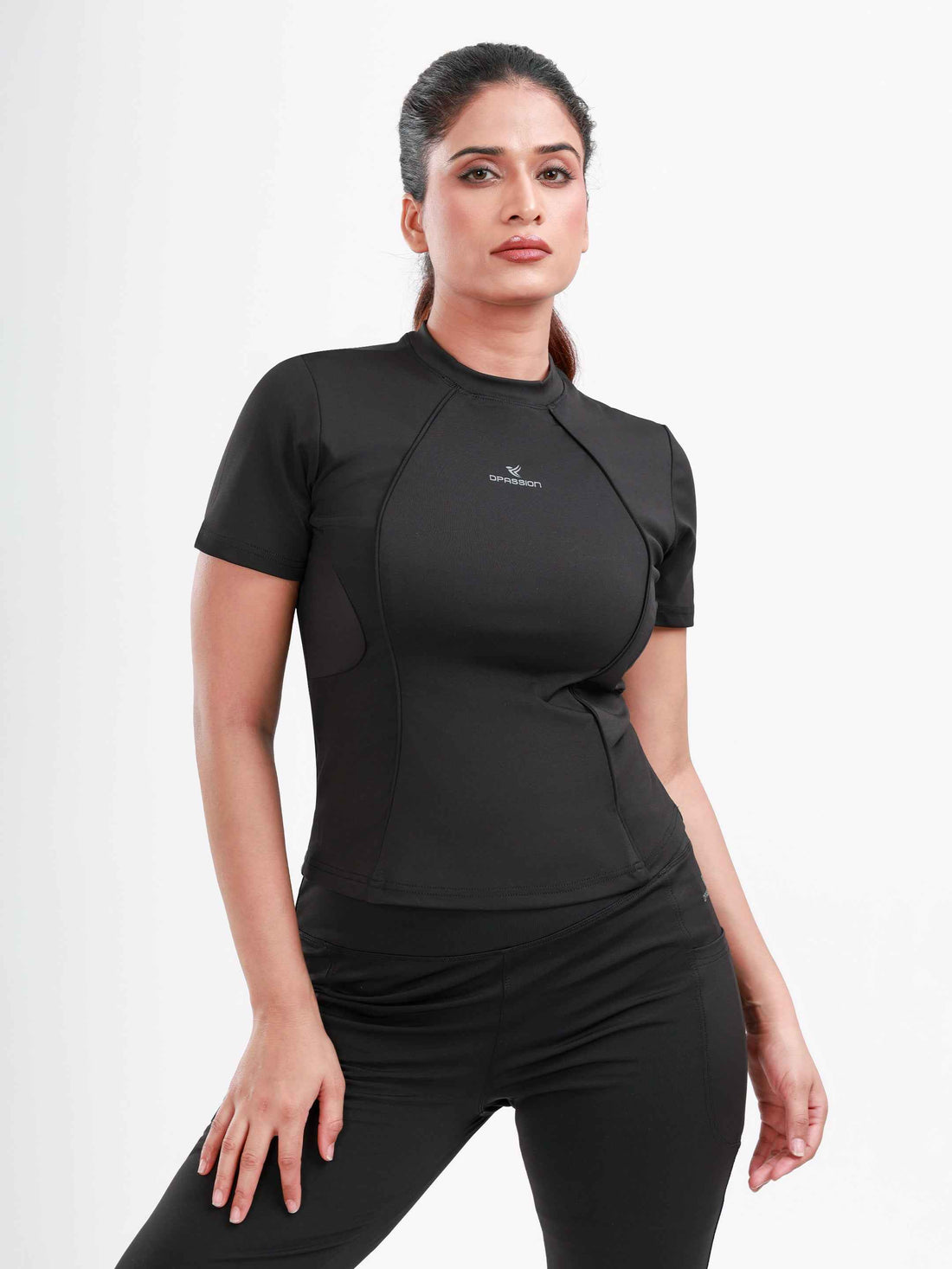 Dpassion SculptFit Performance Tee Black Women Activewear Gym Top