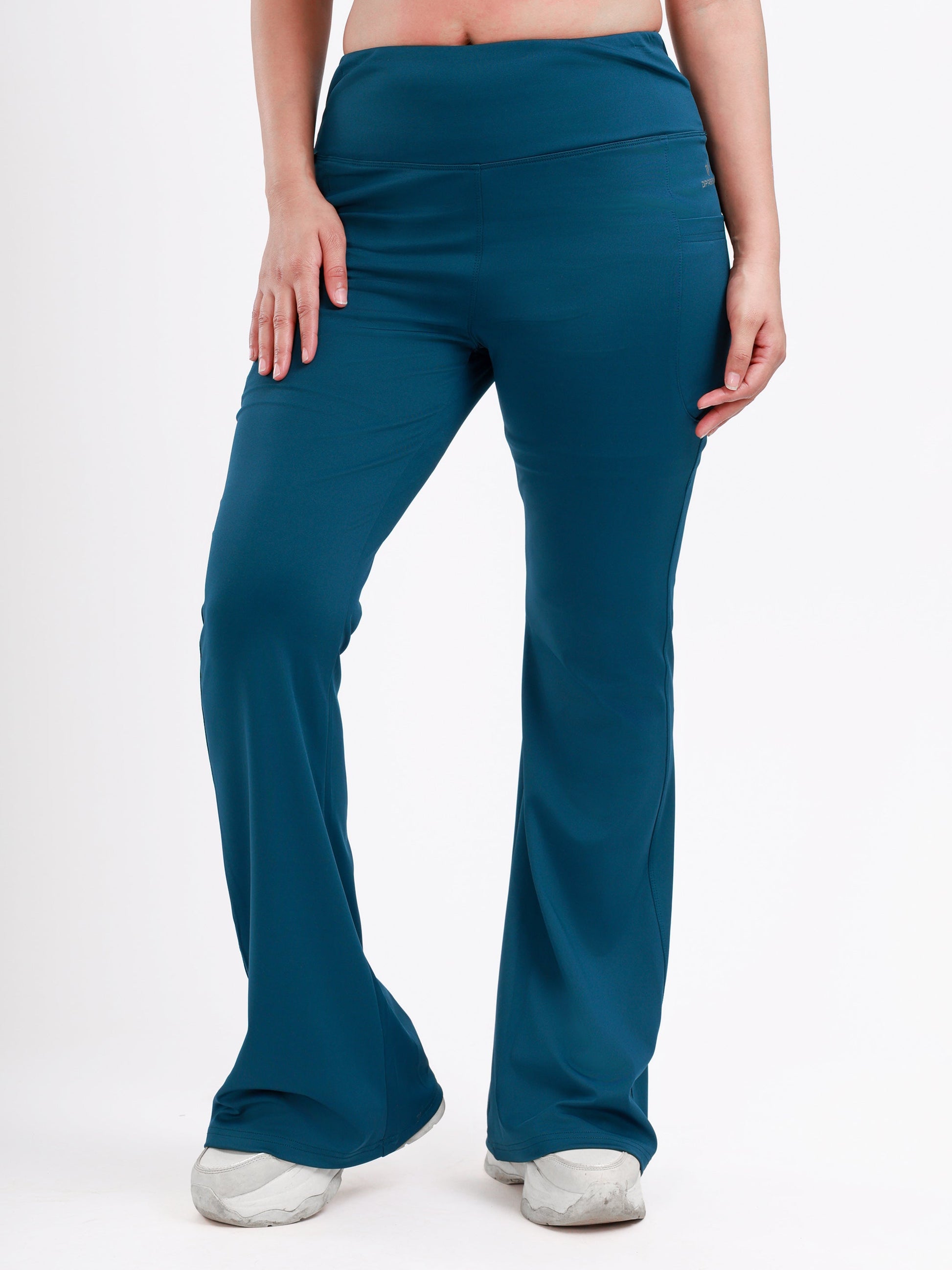 Dpassion Teal Flare High Waist Activewear Pants