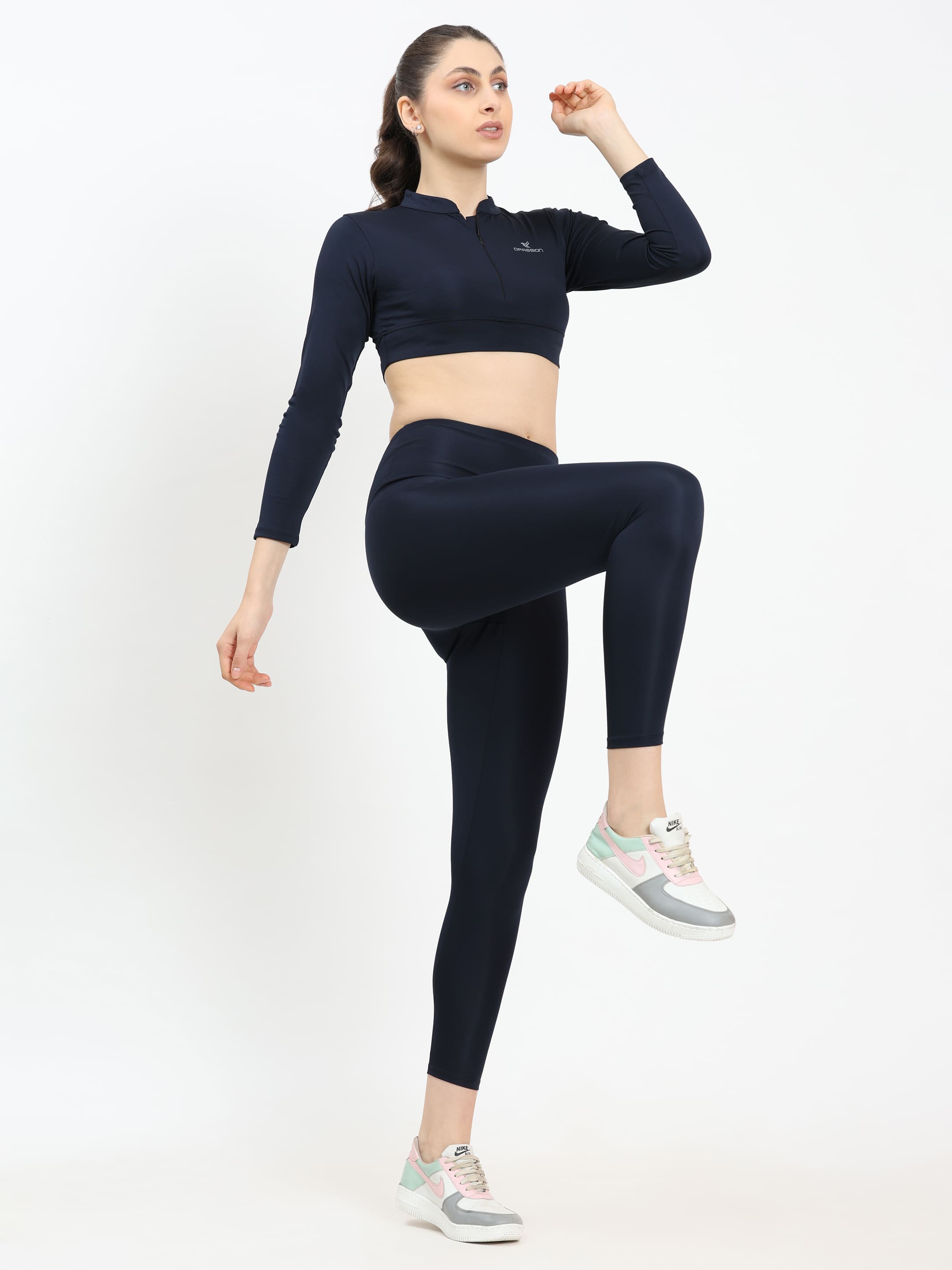 Dpassion SculptFlex Zip Co-Ord Set – Navy Blue Activewear