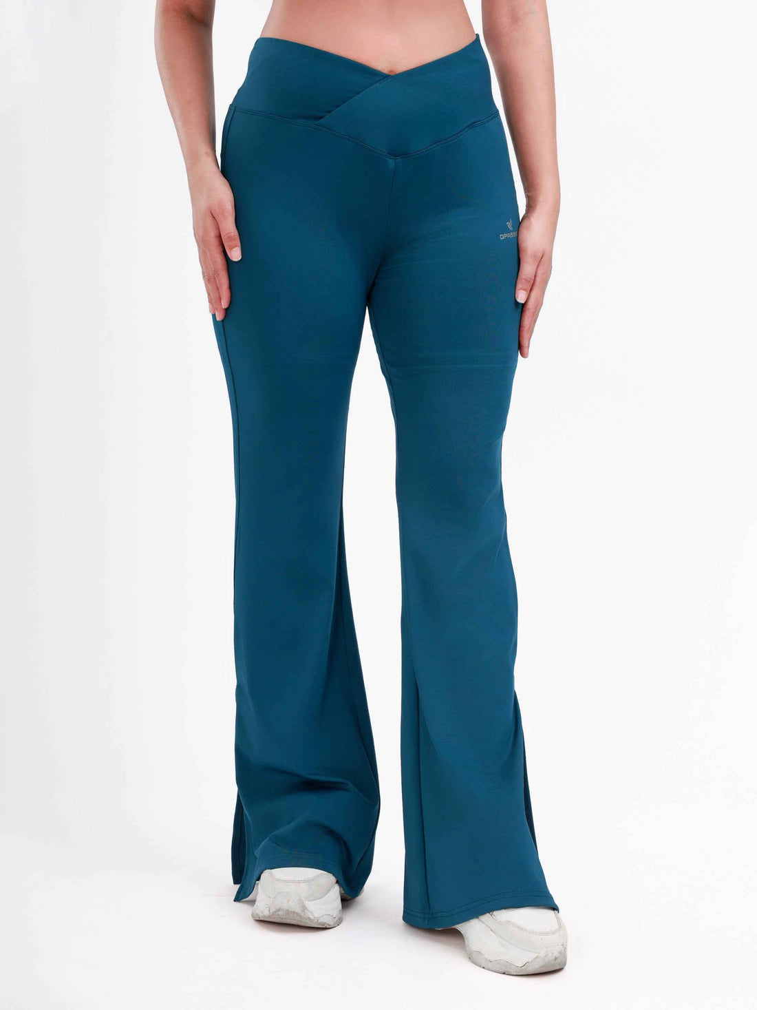 Dpassion Cross Waist Flare Pants Teal Sculpt Activewear