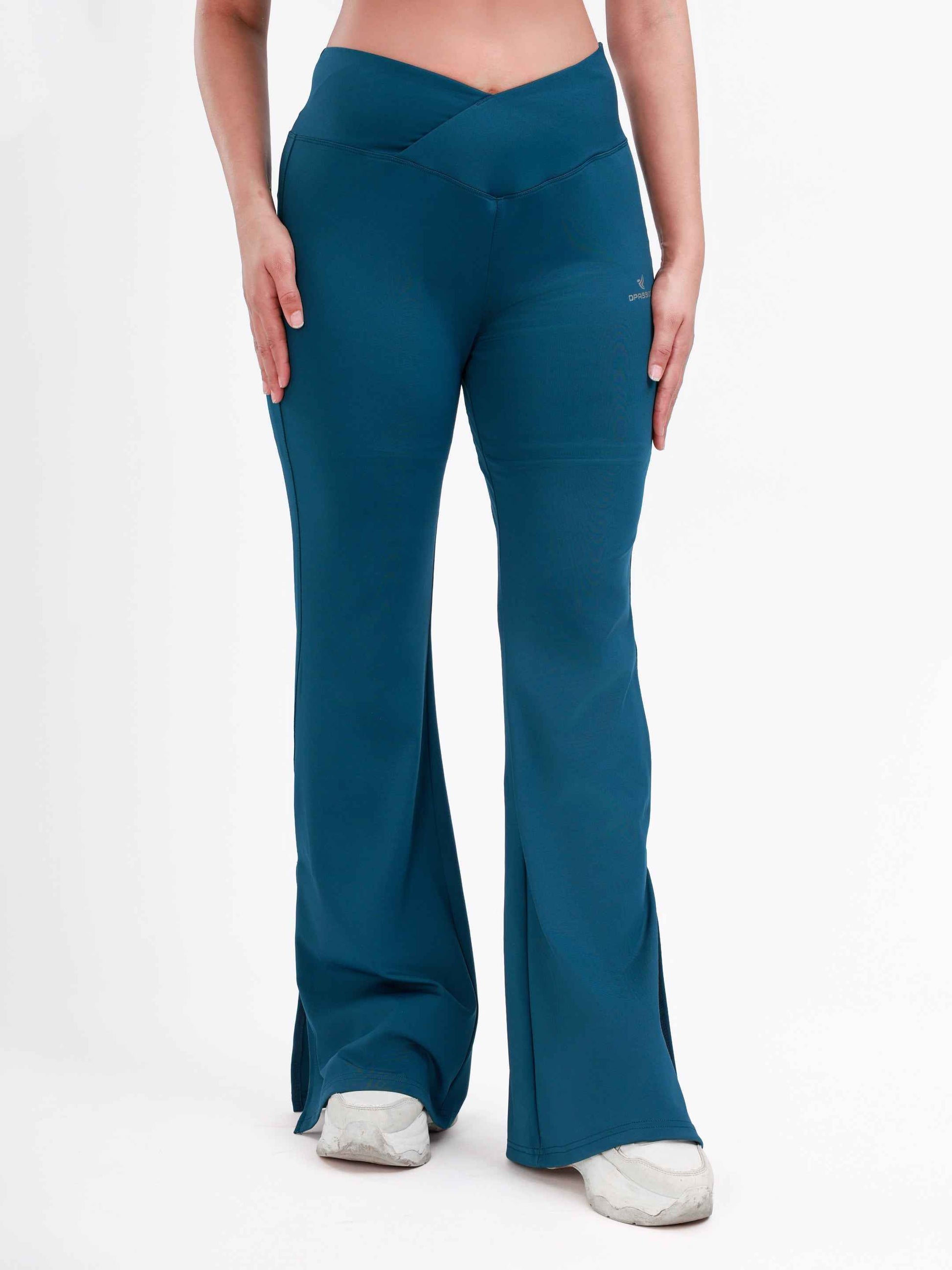 Dpassion Cross Waist Flare Pants Teal Sculpt Activewear