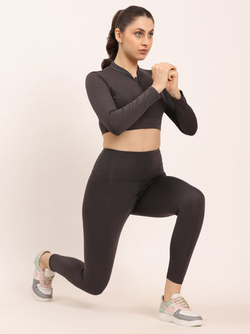 Dpassion SculptZip Performance Co-Ord Set – Charcoal Activewear - Dpassion