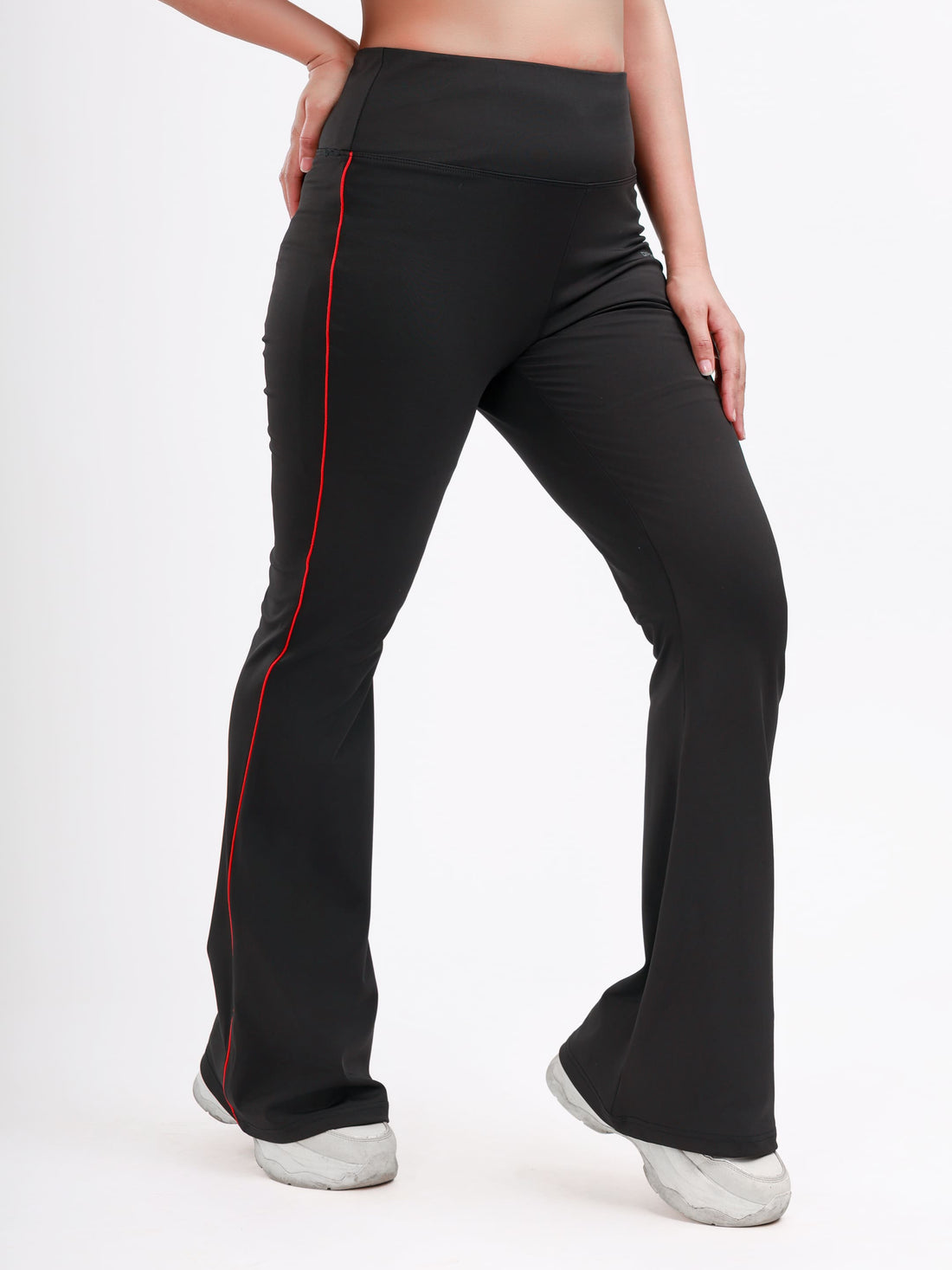 Dpassion Women’s Flared Performance Leggings with Contrast Stripe - Dpassion
