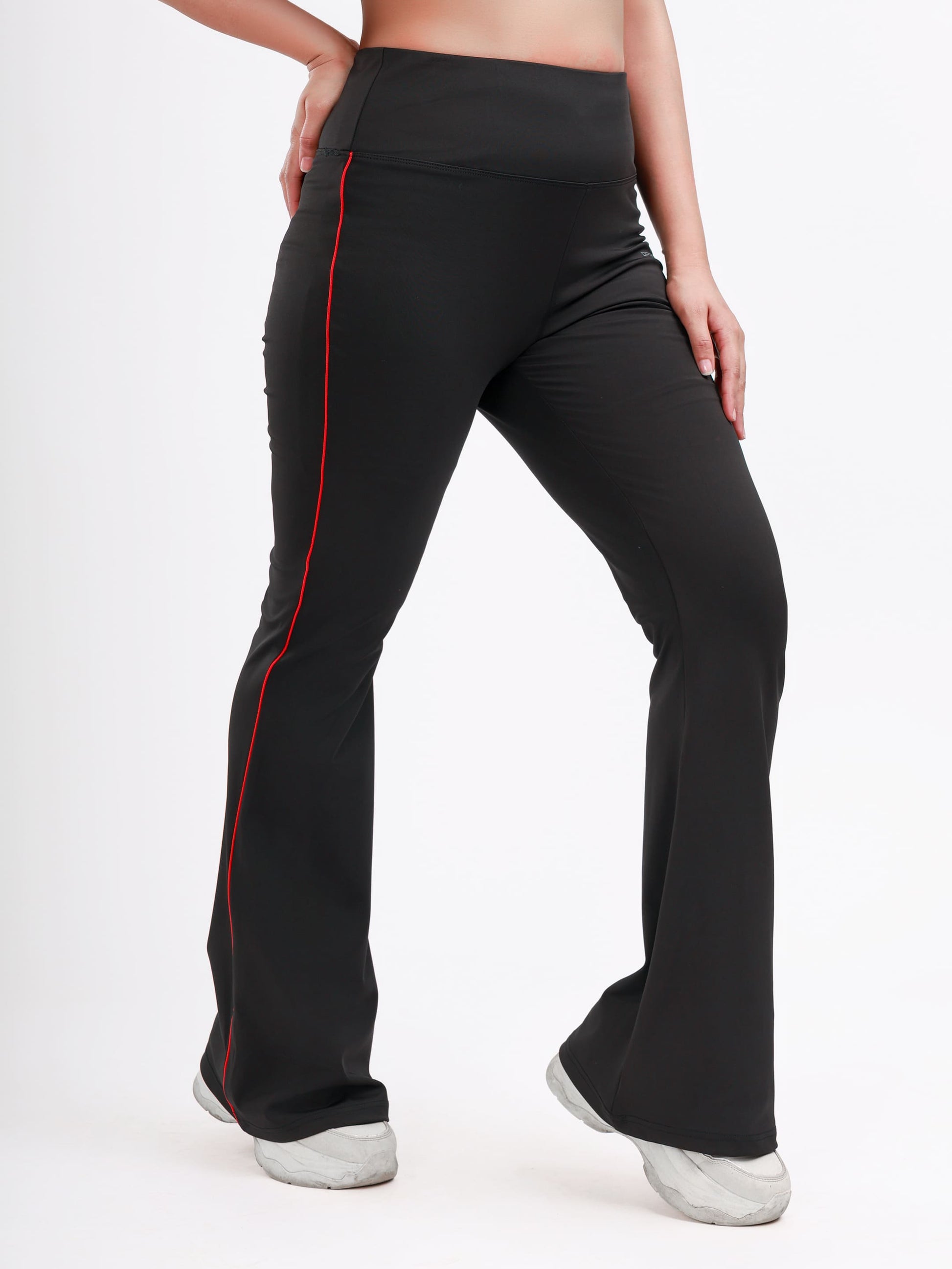 Dpassion Women’s Flared Performance Leggings with Contrast Stripe - Dpassion