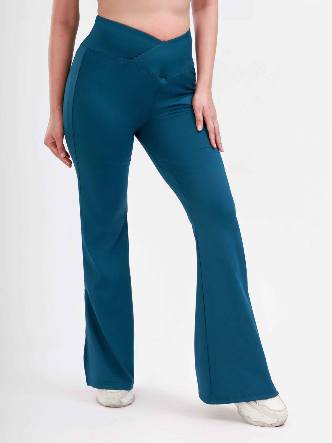 Dpassion Cross Waist Flare Pants Teal Sculpt Activewear