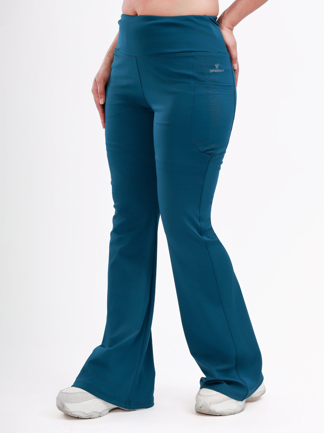 Dpassion Teal Flare High Waist Activewear Pants