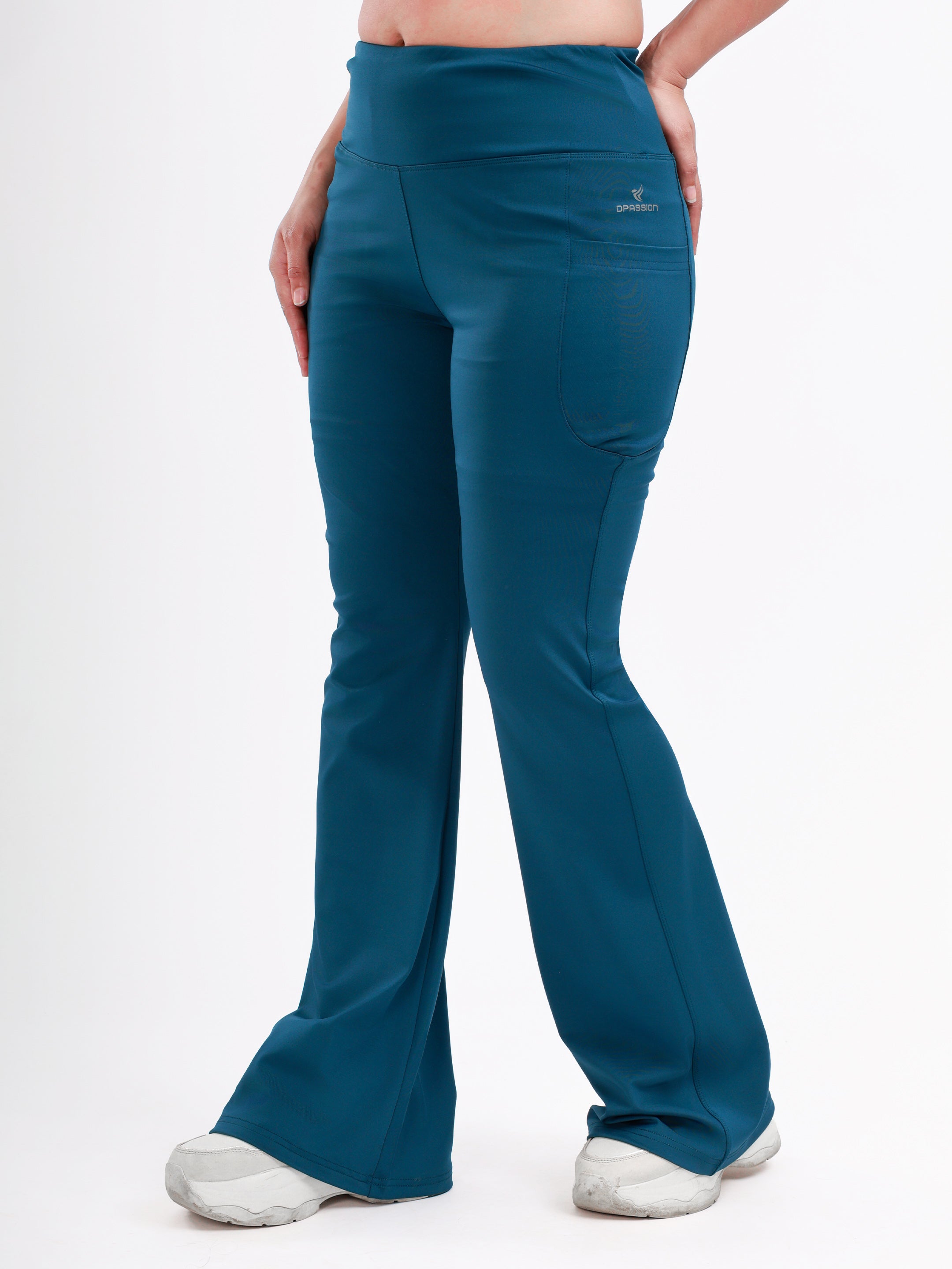 Dpassion Teal Flare High Waist Activewear Pants
