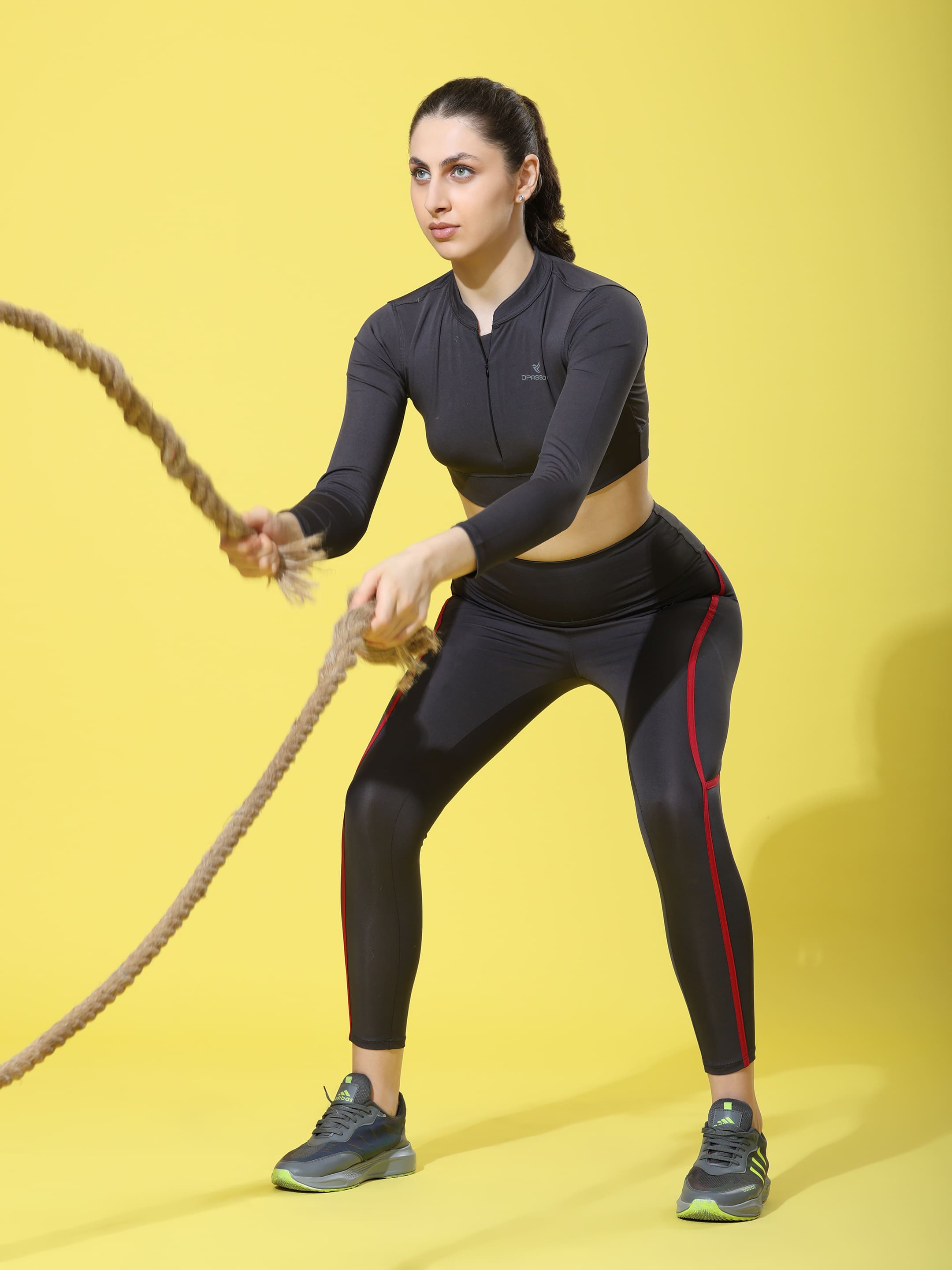 Dpassion PowerLine Performance Co-Ord Set Black Red Activewear - Dpassion