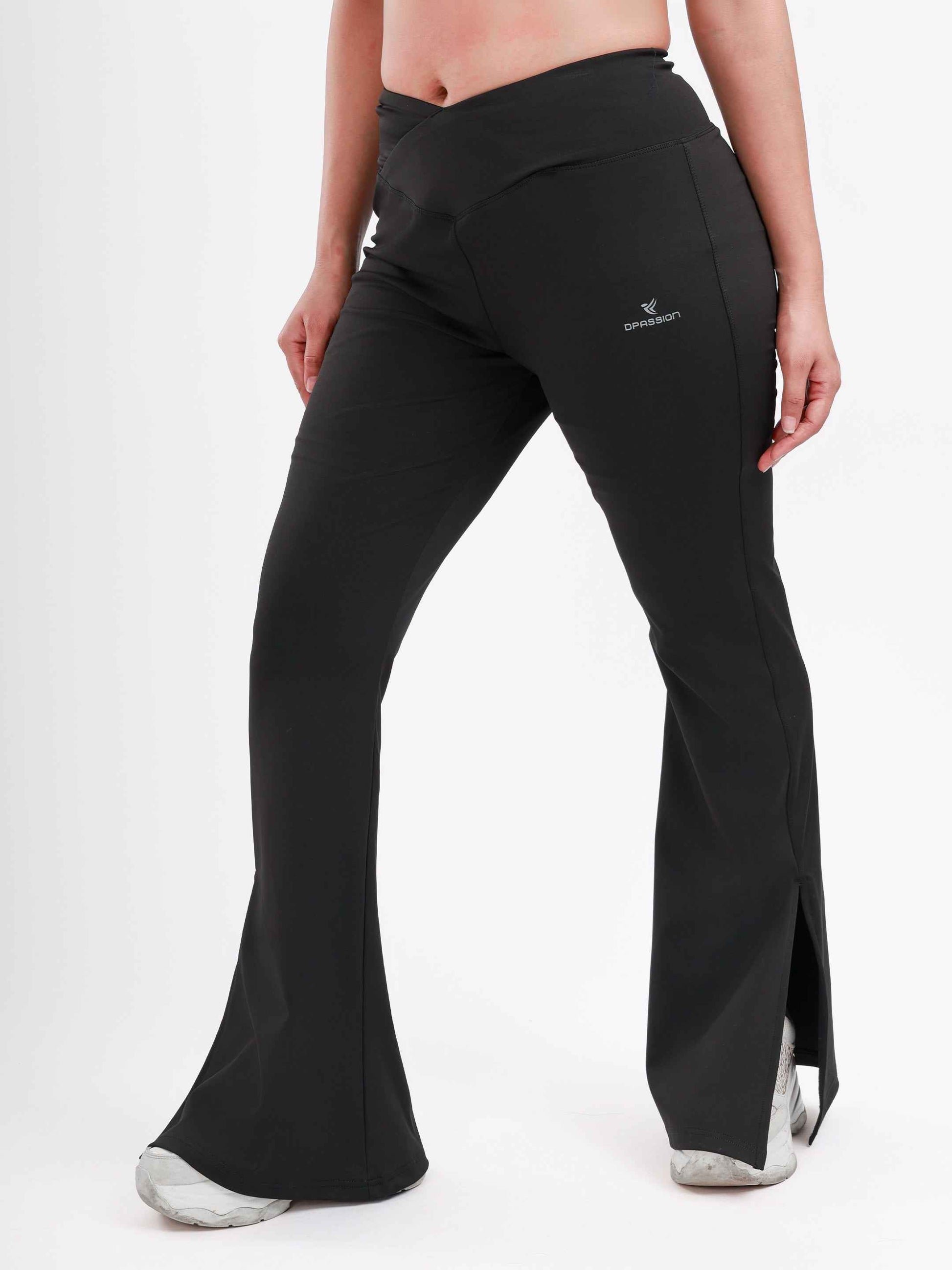 Dpassion Cross Waist Flare Pants Black Sculpt Activewear