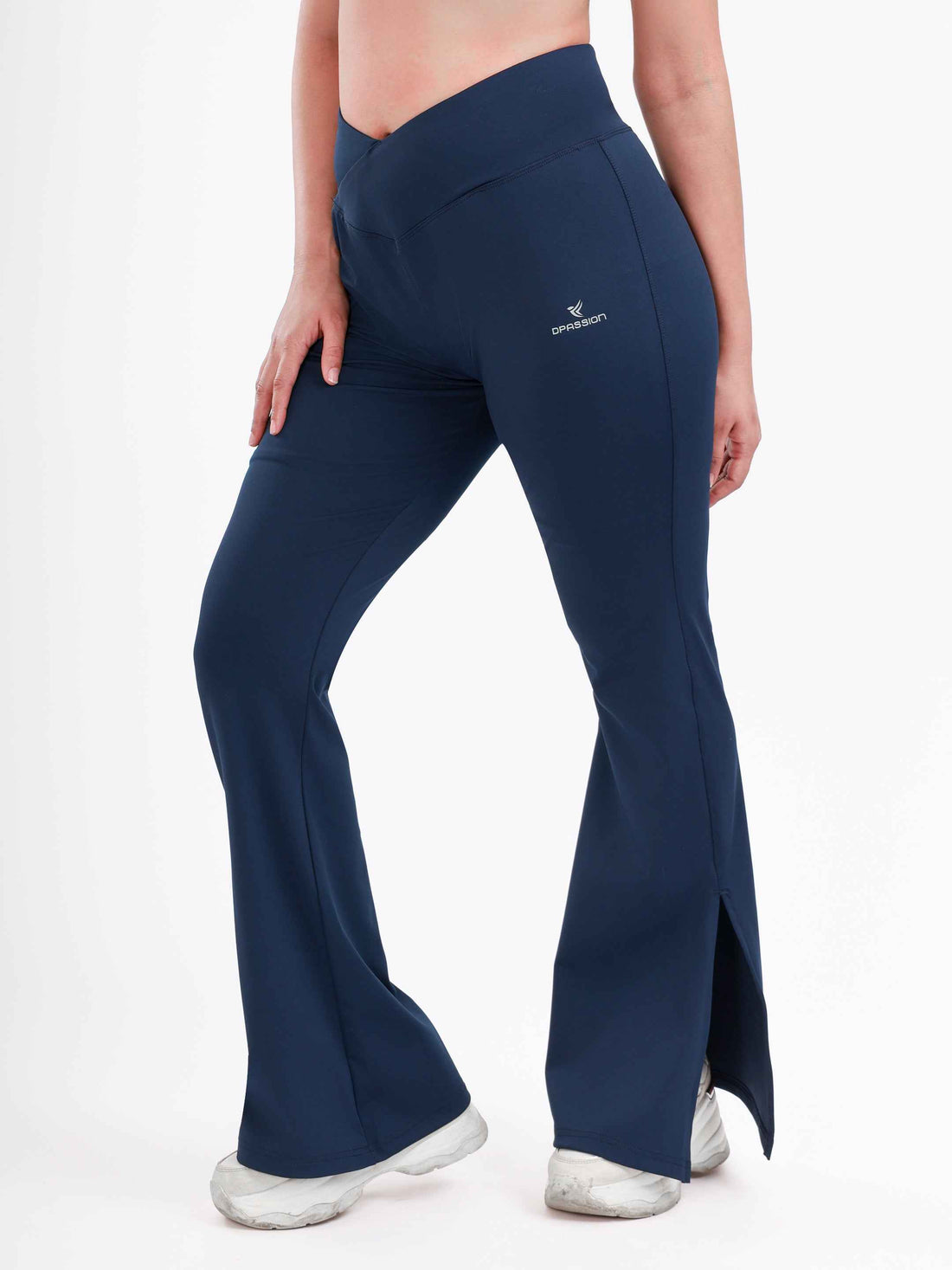 Dpassion Navy Cross Waist Flare Pants Sculpt Fit Activewear