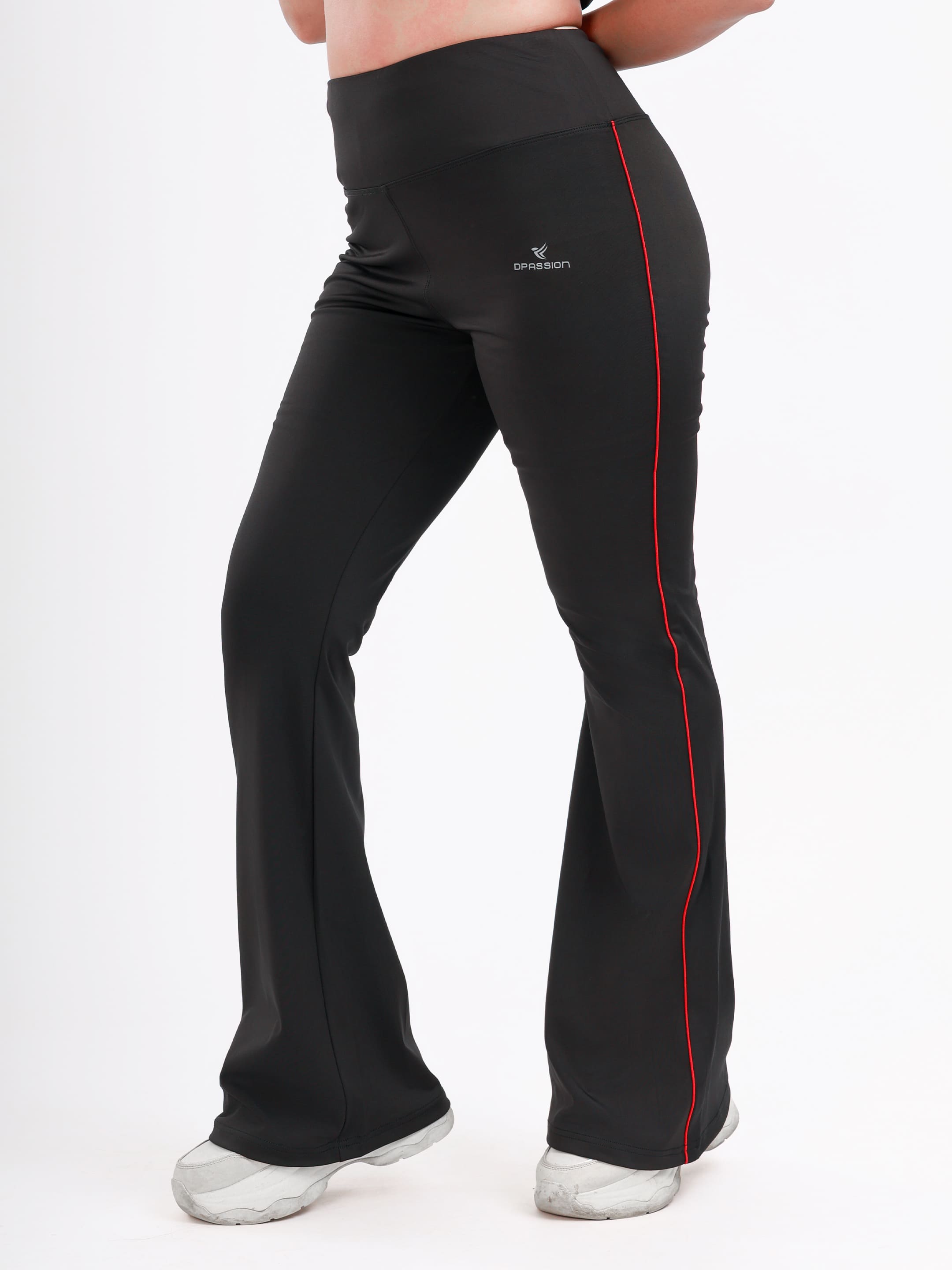 Dpassion Women’s Flared Performance Leggings with Contrast Stripe - Dpassion
