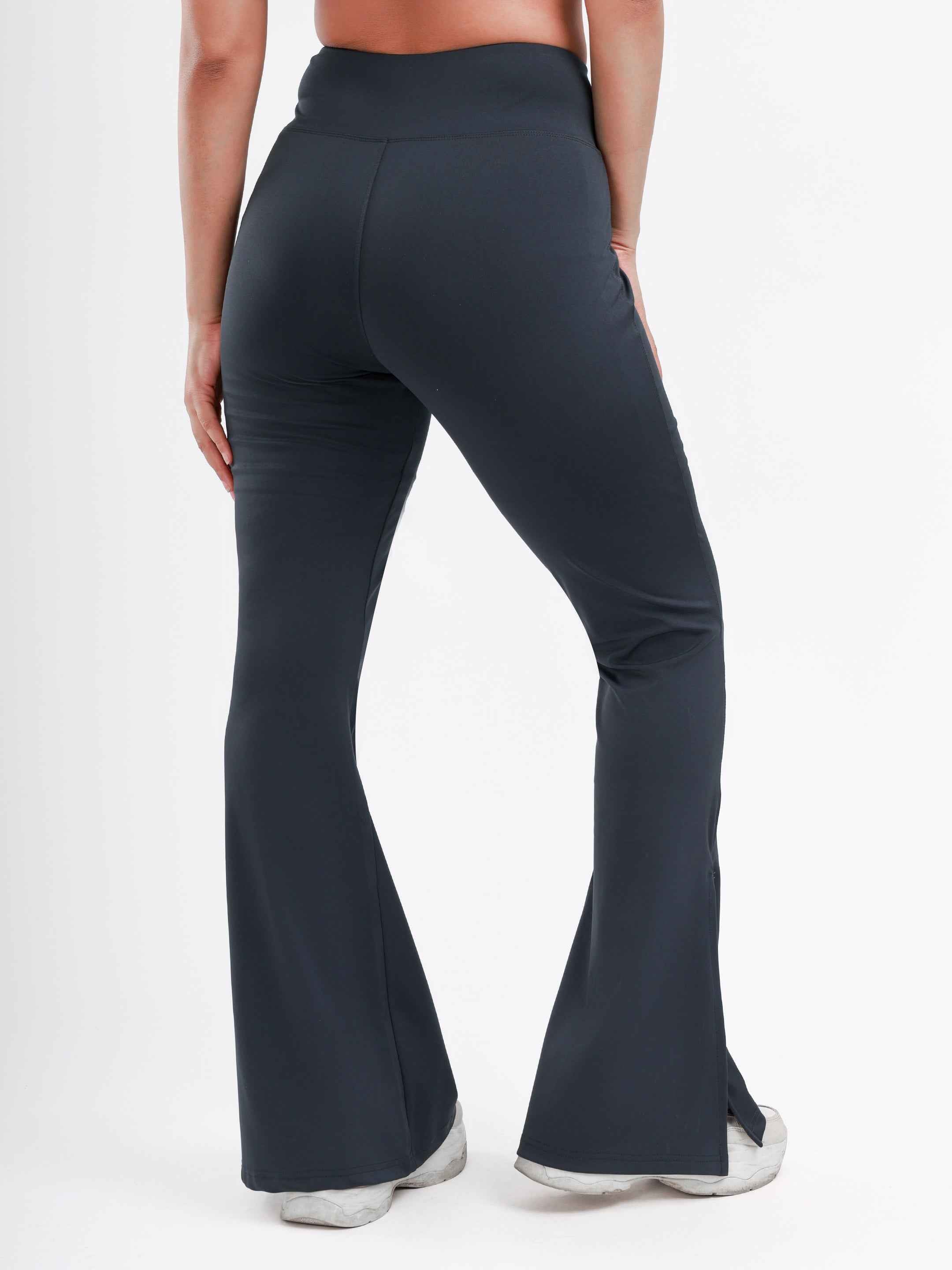Dpassion Steel Grey Cross Waist Flare Pants Sculpt Fit Activewear