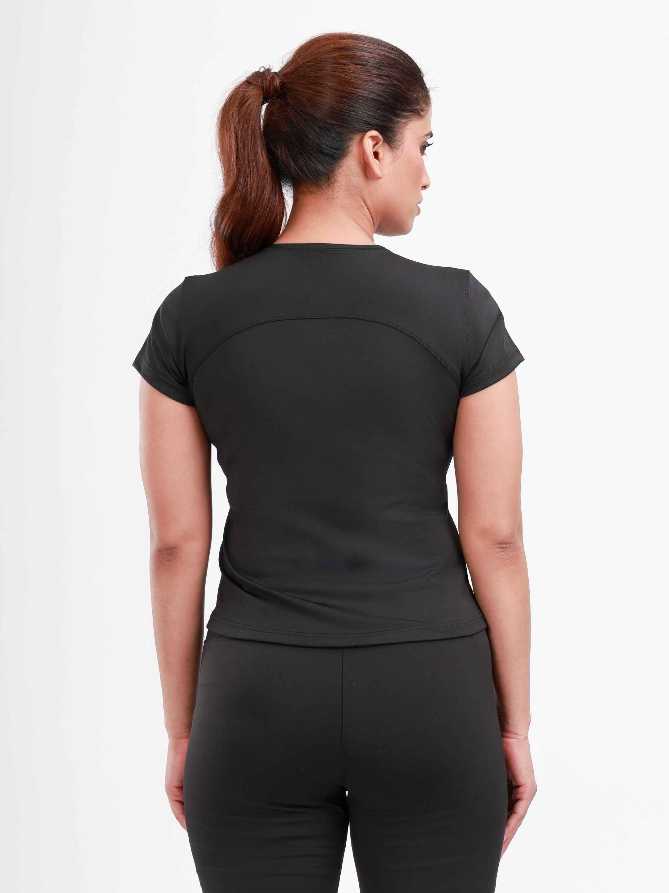 Dpassion SculptFit Performance Tee Black Women Activewear Gym Top