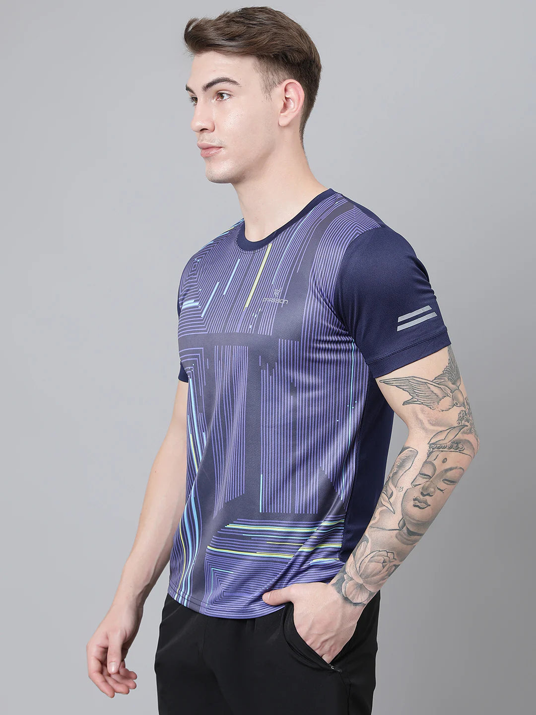 180 GSM Micro PP Men's Training T-Shirt Sublimation Print Multi Color