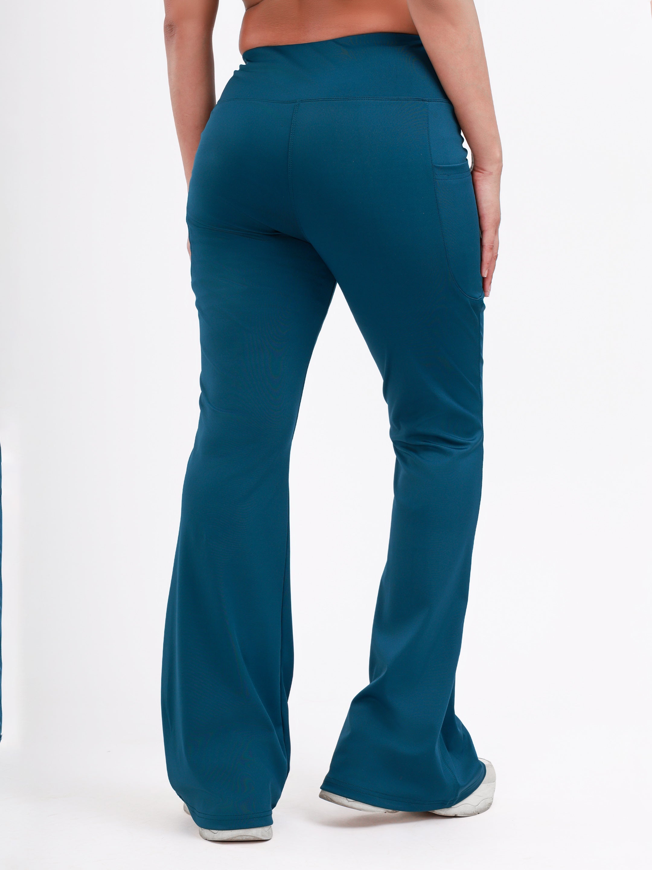 Dpassion Teal Flare High Waist Activewear Pants