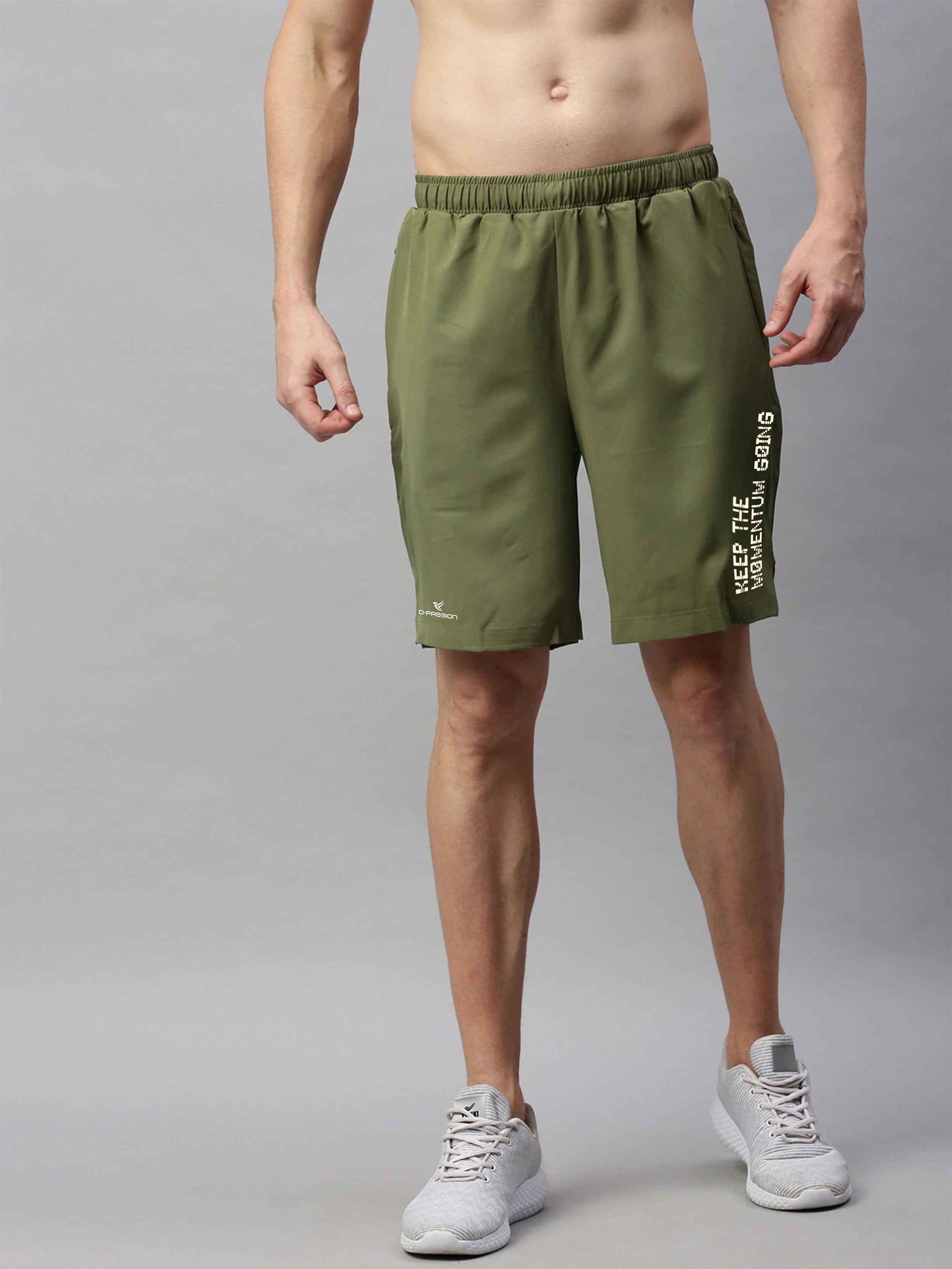 Dpassion Men Training Shorts Olive Performance Lightweight Gym Wear