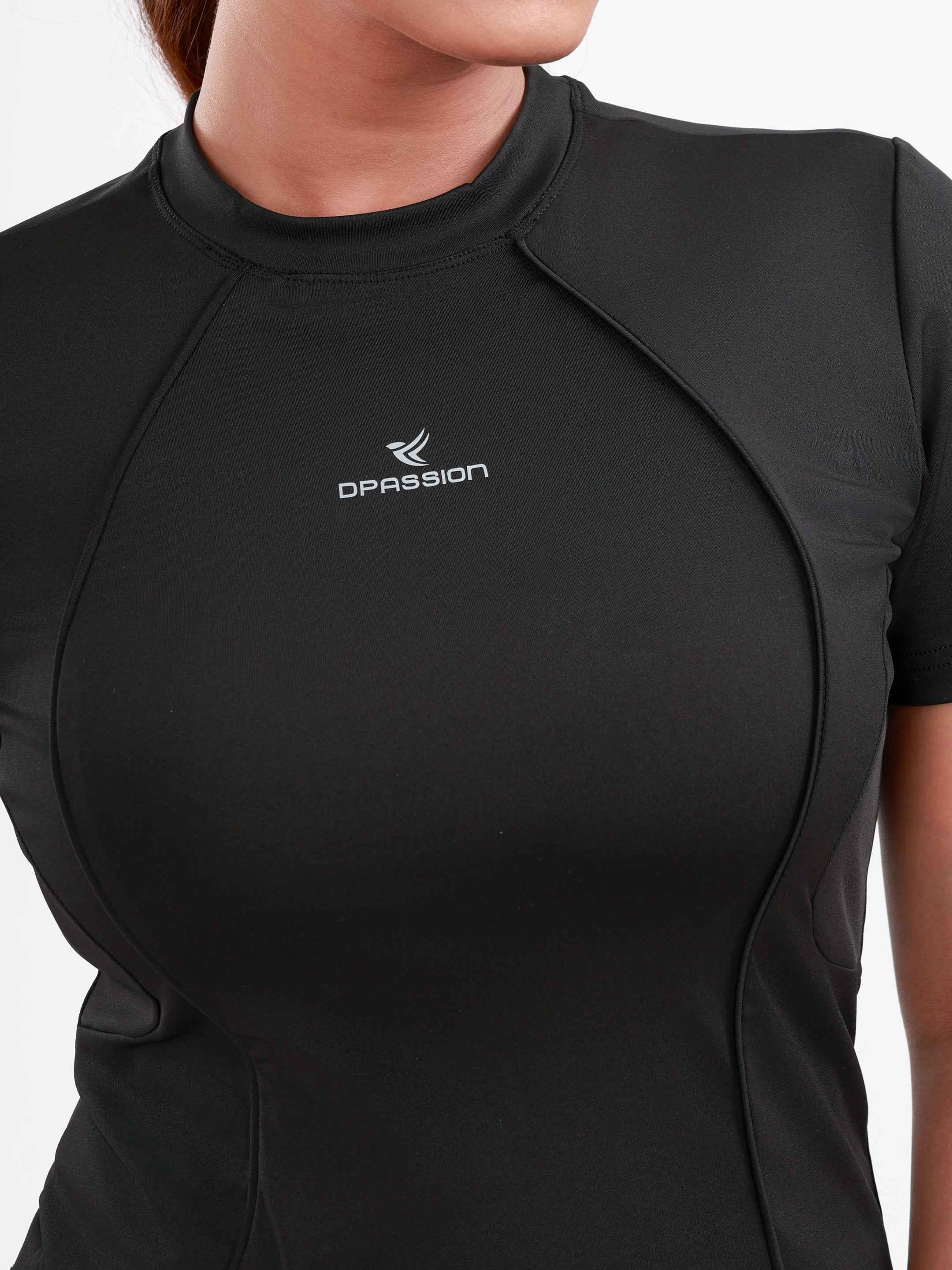 Dpassion SculptFit Performance Tee Black Women Activewear Gym Top