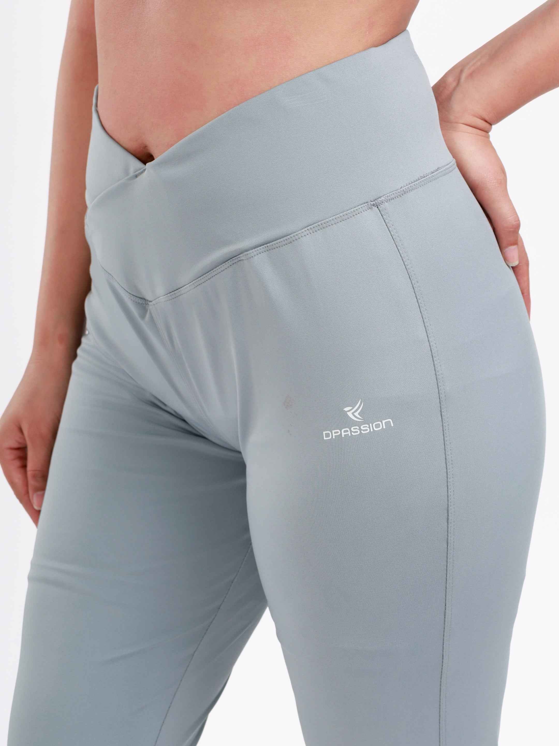 Dpassion Ice Grey Cross Waist Flare Pants Sculpt Fit Activewear