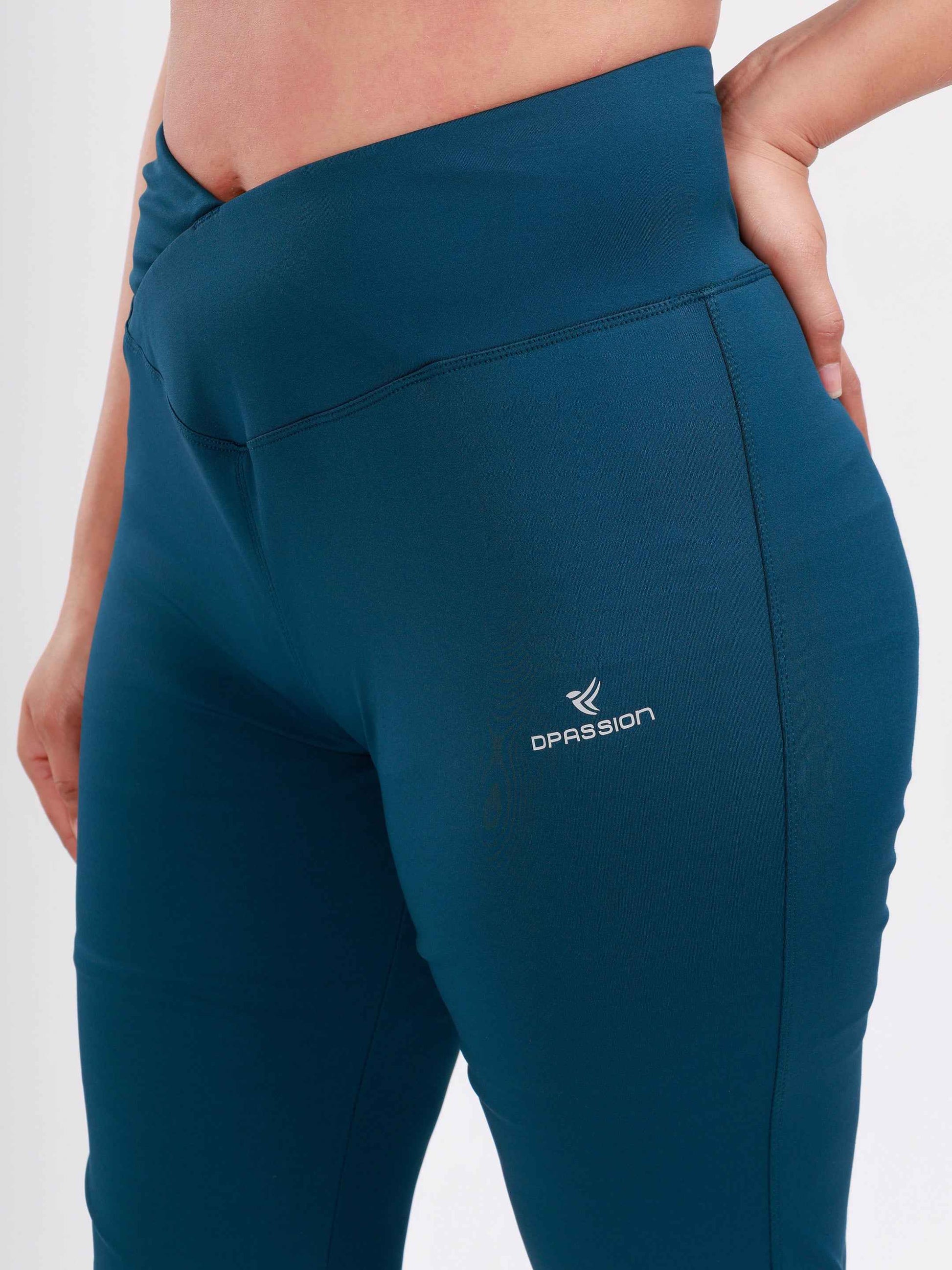 Dpassion Cross Waist Flare Pants Teal Sculpt Activewear