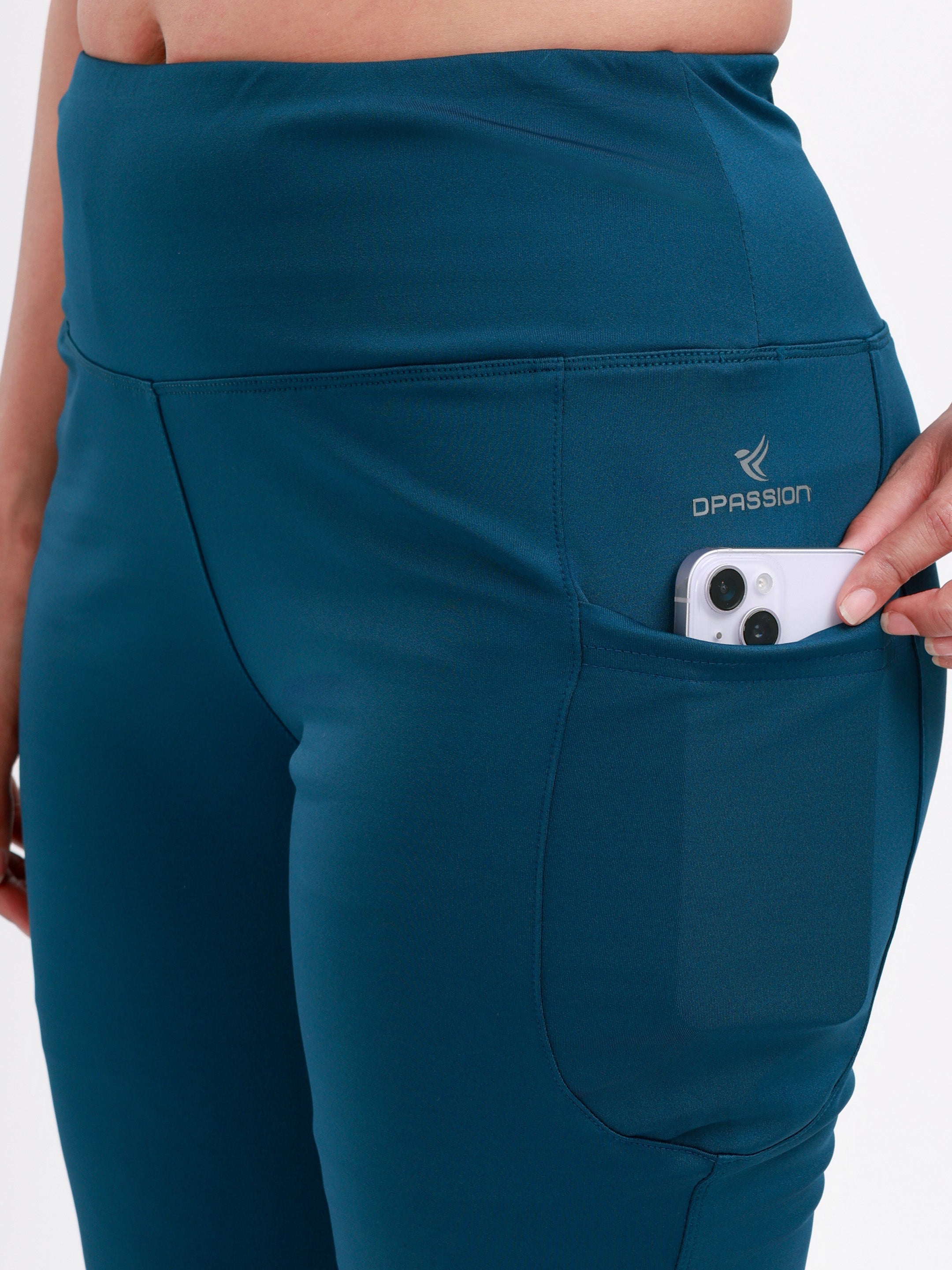 Dpassion Teal Flare High Waist Activewear Pants