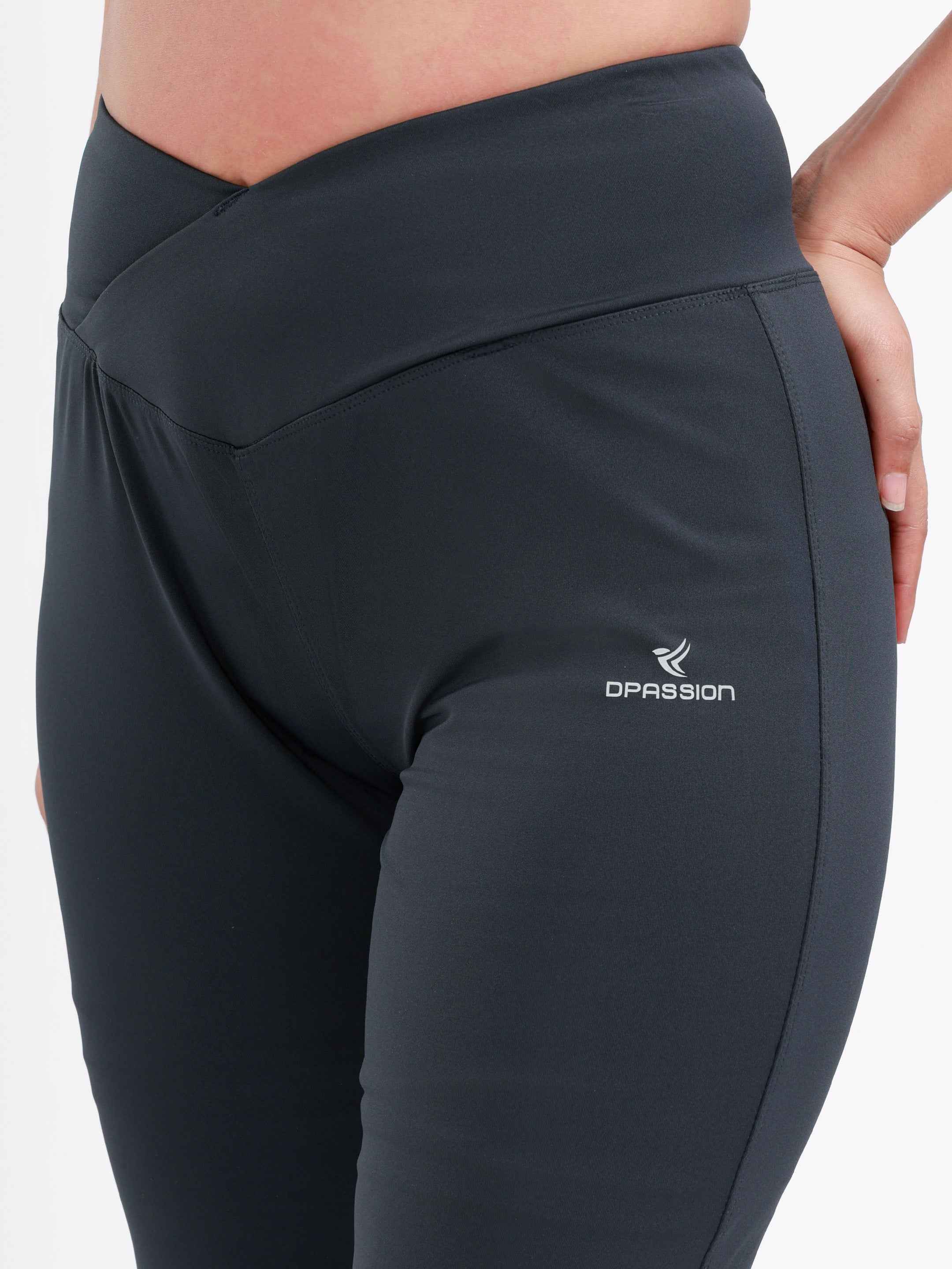 Dpassion Steel Grey Cross Waist Flare Pants Sculpt Fit Activewear