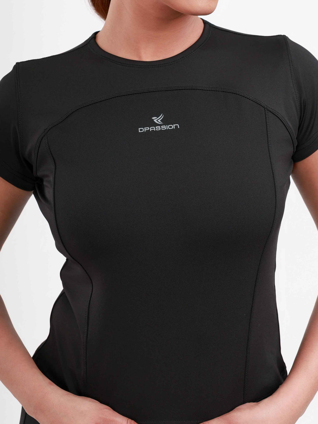 Dpassion SculptFit Performance Tee Black Women Activewear Gym Top