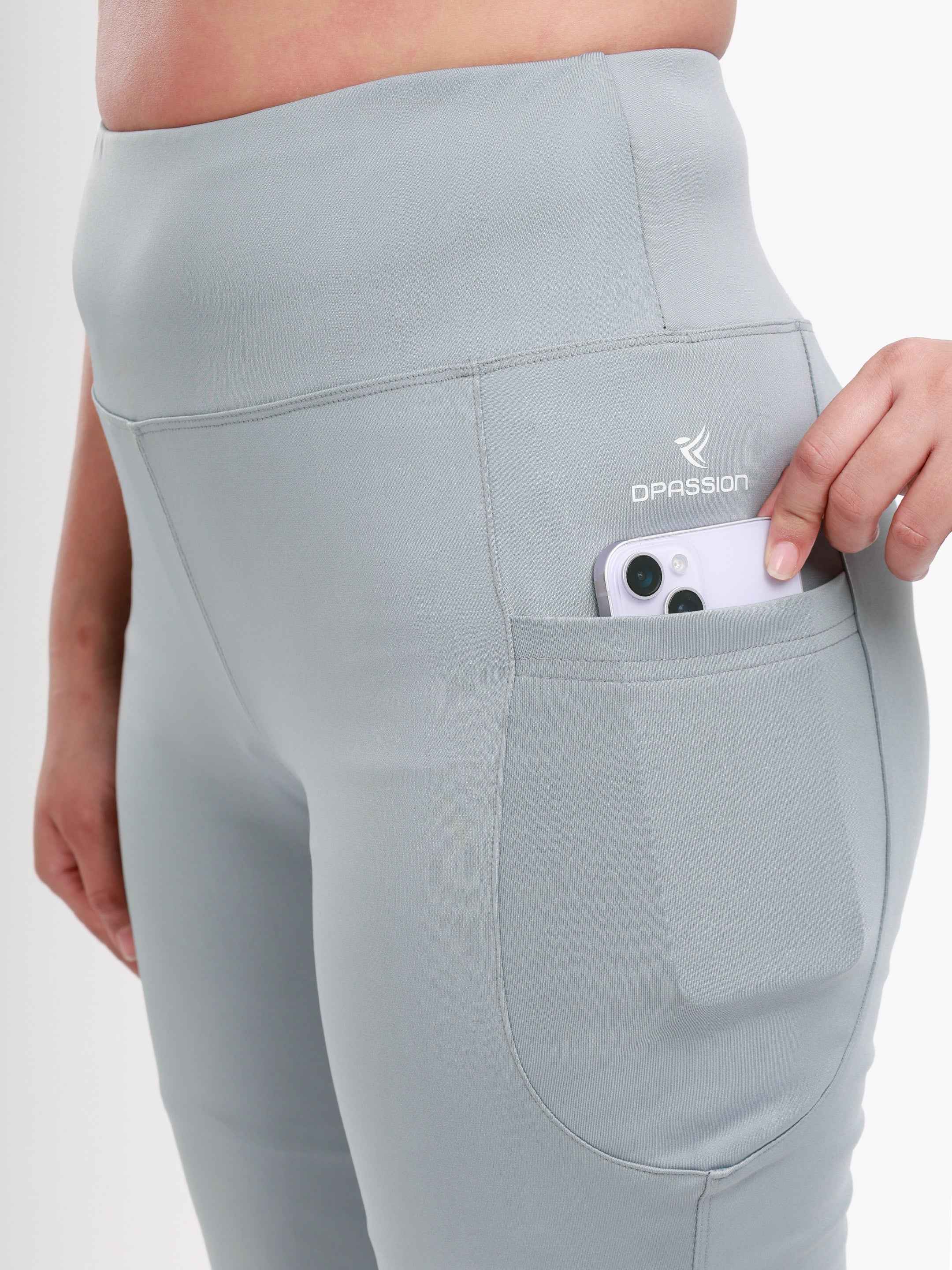 Dpassion Sculpt Flare Pants Light Grey High Waist Activewear