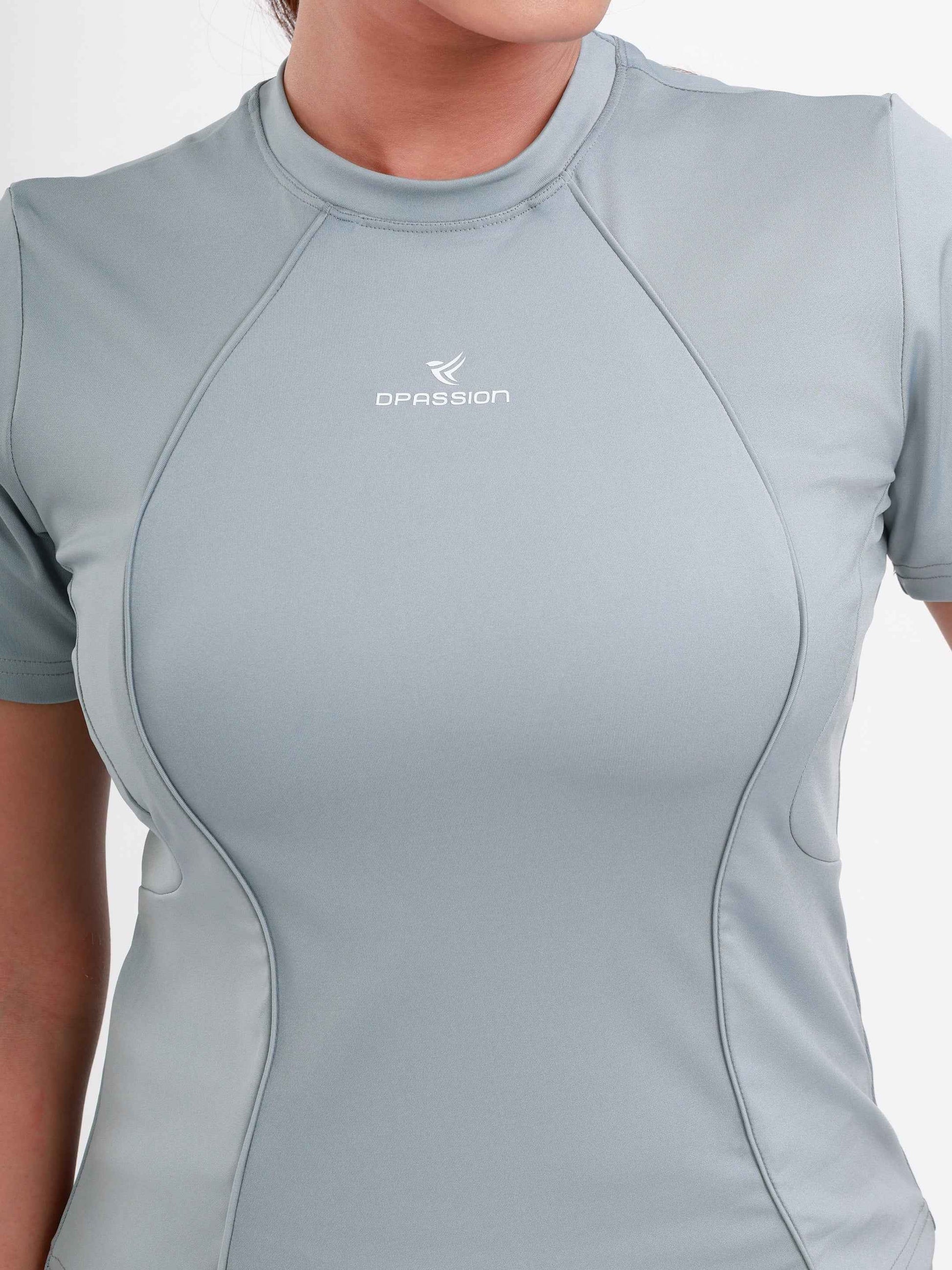 Dpassion SculptFit Performance Tee Light Grey Women Activewear Top