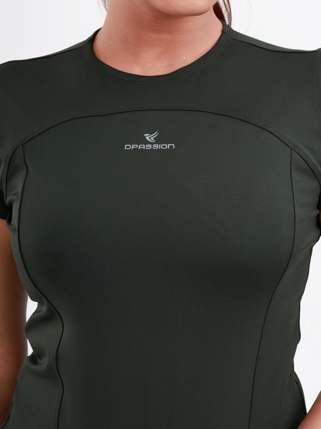 Dpassion SculptFit Core Performance Tee Womens Olive Green Activewear