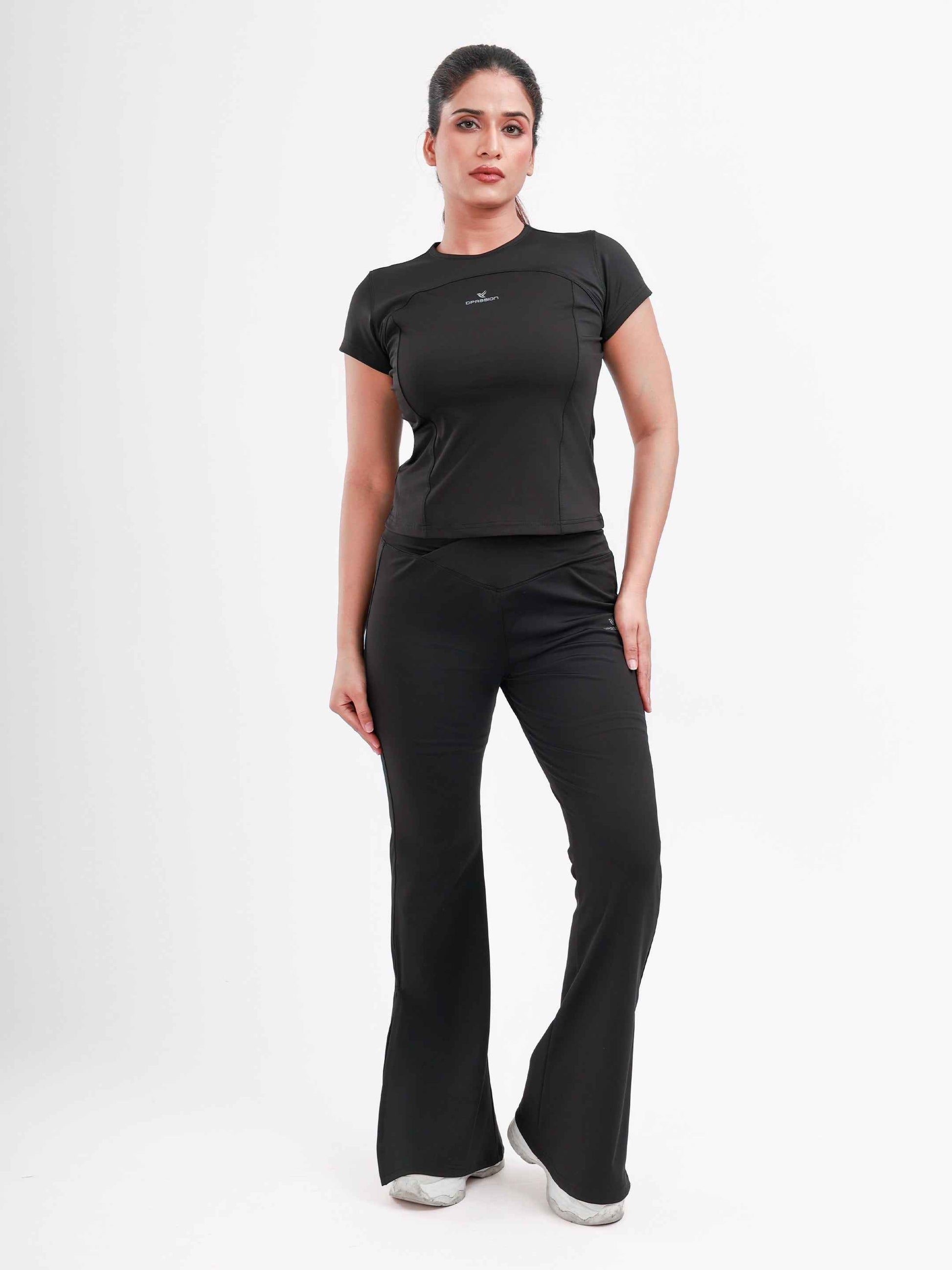 Dpassion SculptFit Performance Tee Black Women Activewear Gym Top