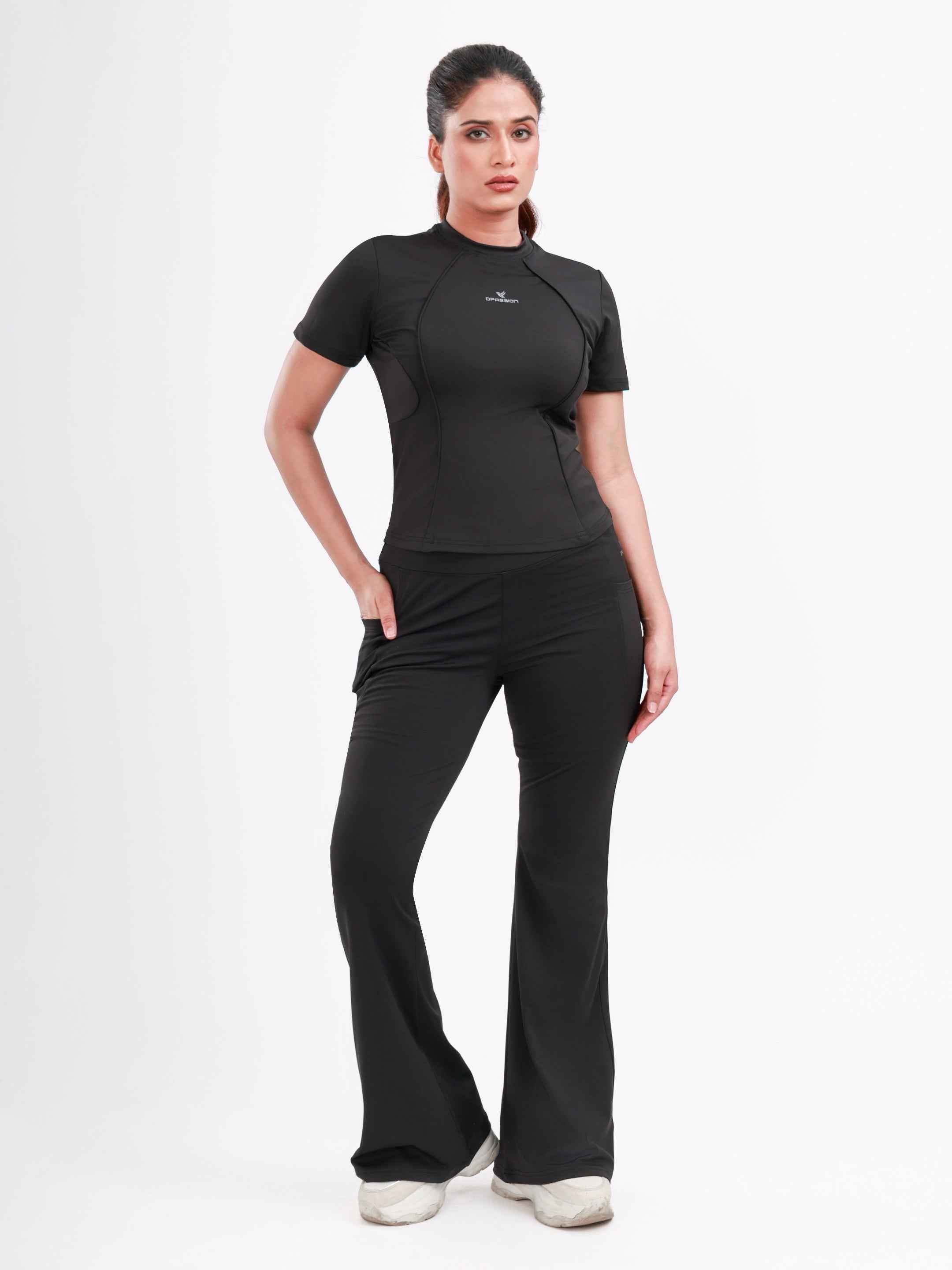 Dpassion SculptFit Performance Tee Black Women Activewear Gym Top