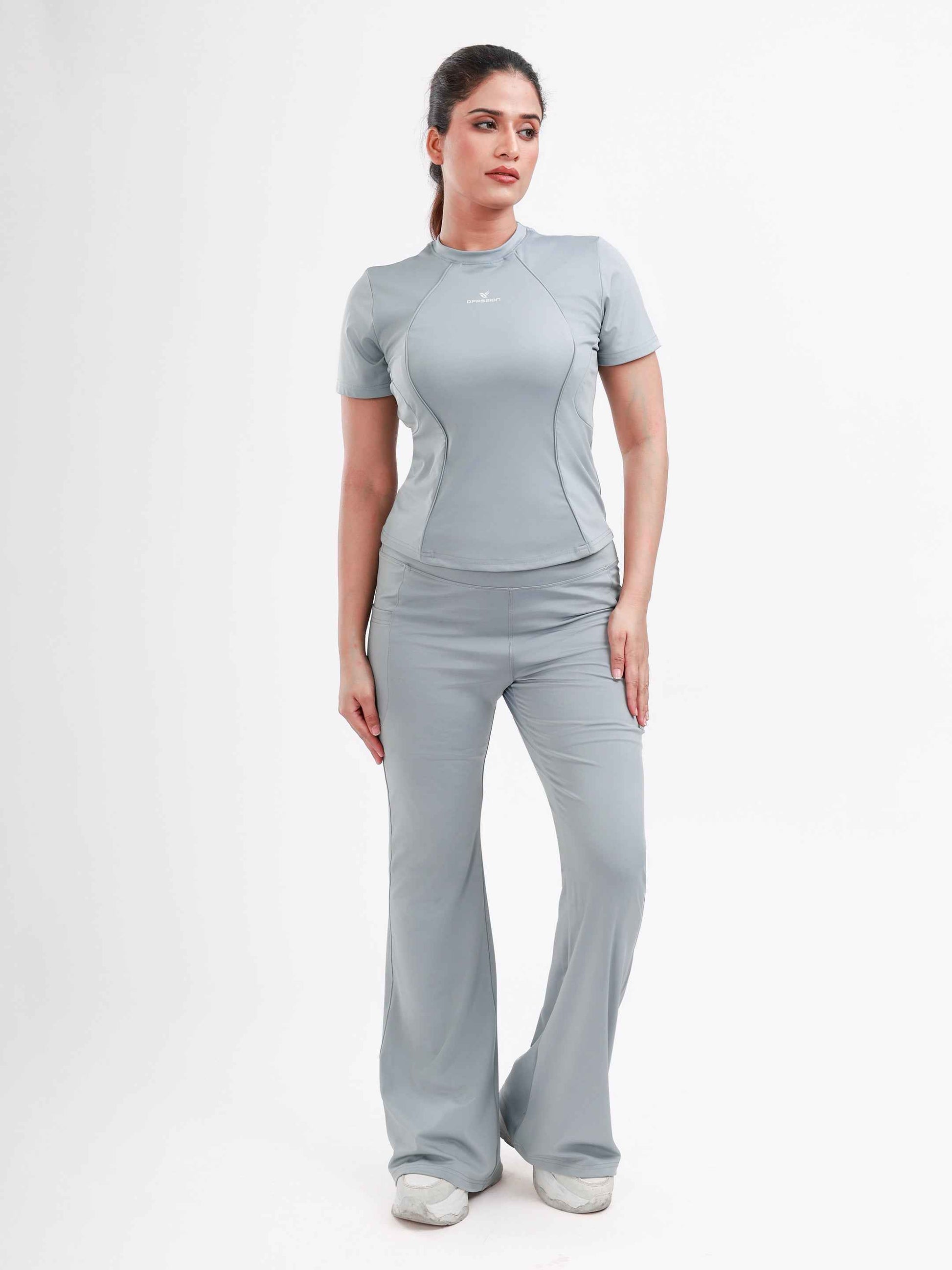 Dpassion SculptFit Performance Tee Light Grey Women Activewear Top