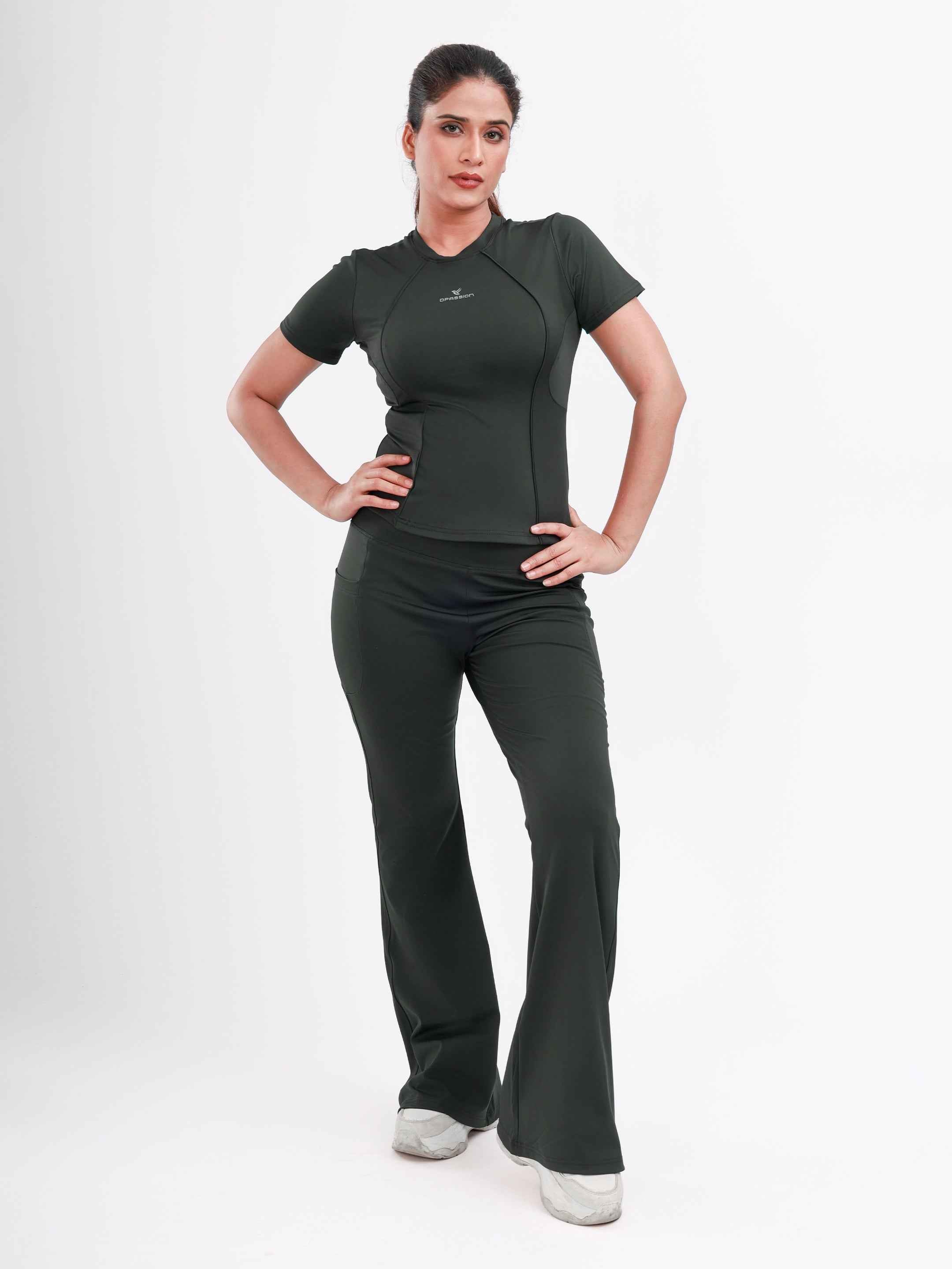 Dpassion SculptFit Performance Tee Olive Green Women Activewear Top