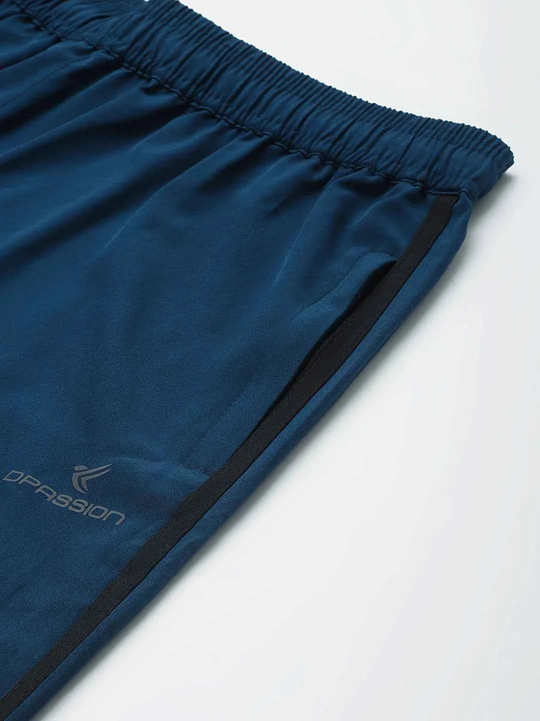 Dpassion Men Slim Fit Teal Track Pants with Dual Stripe for Gym and Activewear