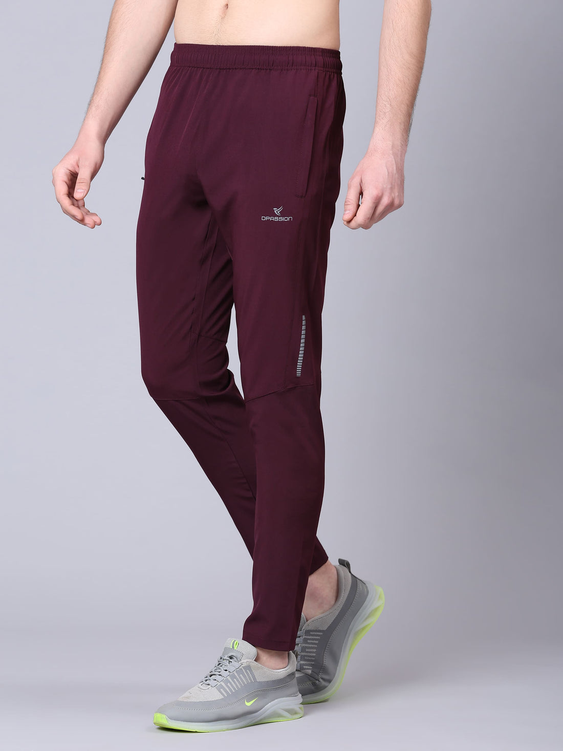 Dpassion Men Maroon Slim Fit Track Pants Stretch Gym Running Activewear - Dpassion
