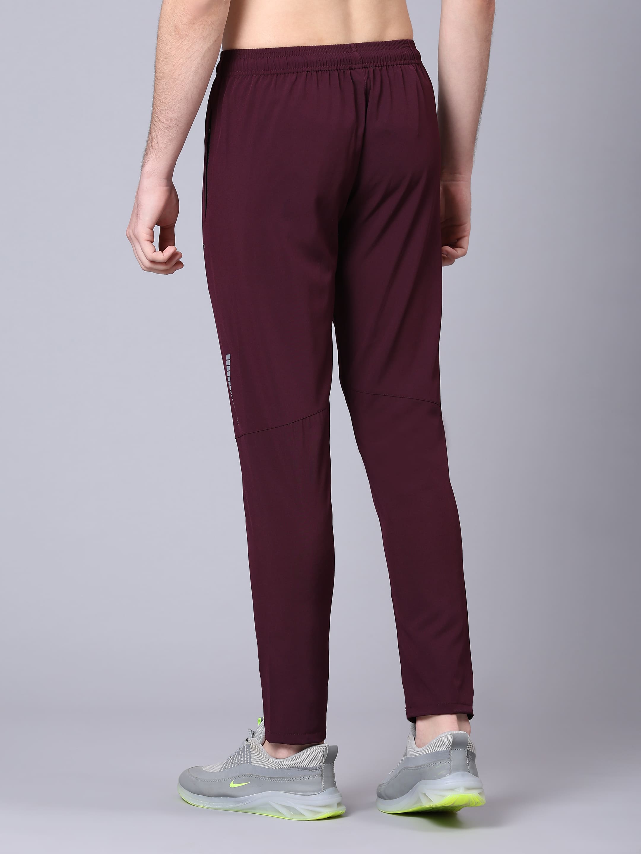 Dpassion Men Maroon Slim Fit Track Pants Stretch Gym Running Activewear - Dpassion