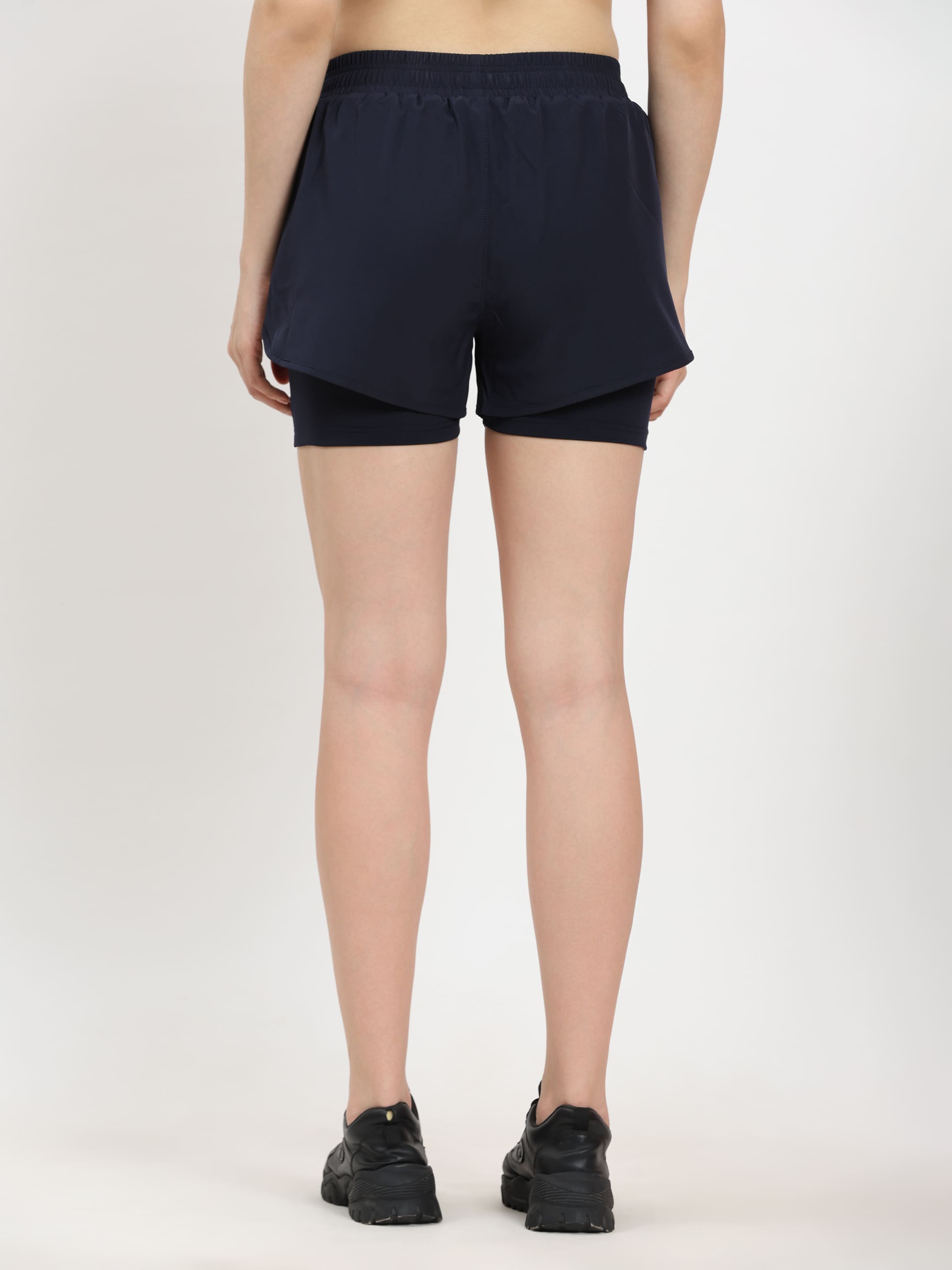 Dpassion Navy Dual Layer Training Shorts Women Performance Activewear - Dpassion