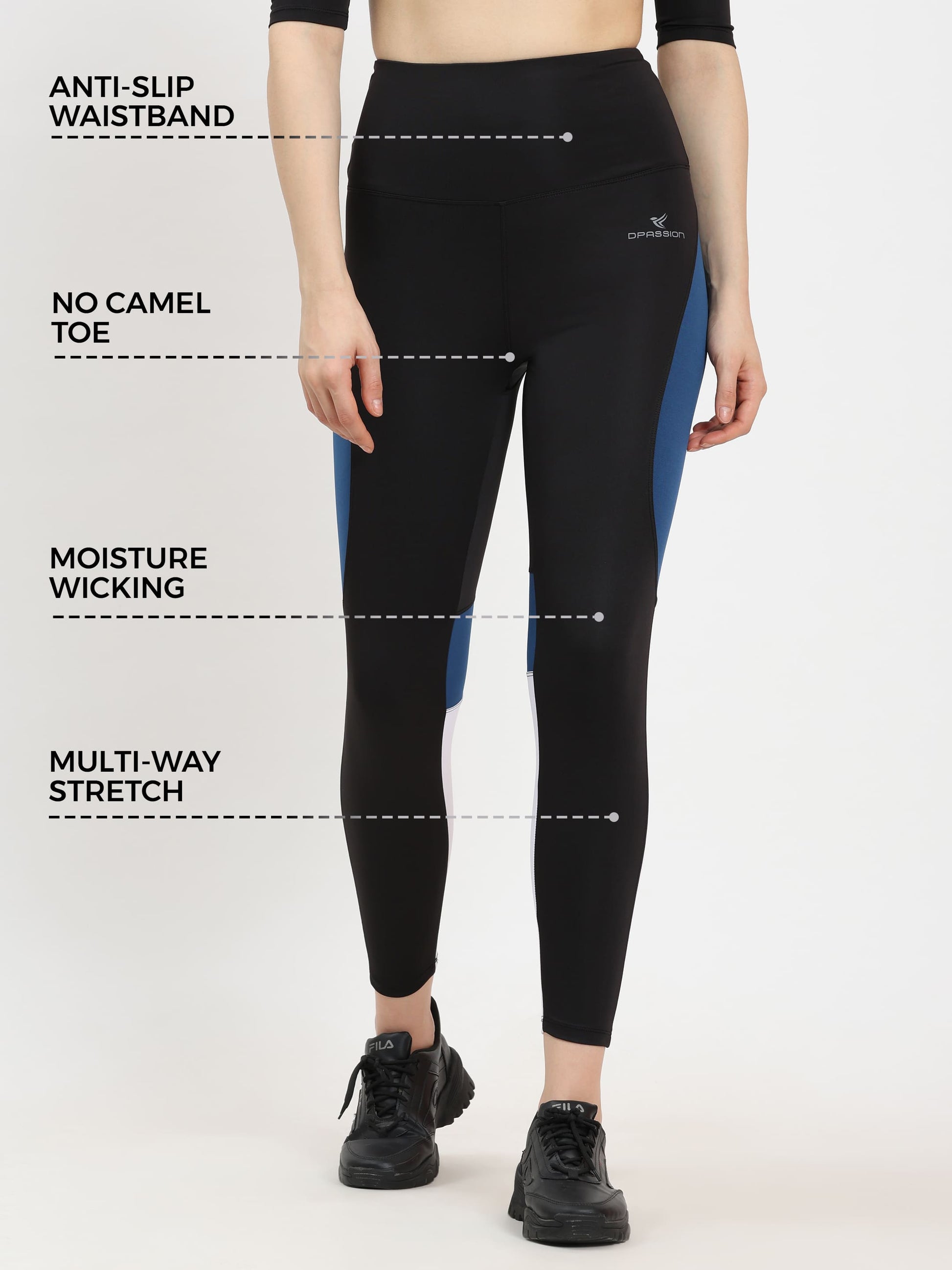Dpassion Power Contour Colorblock Leggings – High Waist Activewear - Dpassion