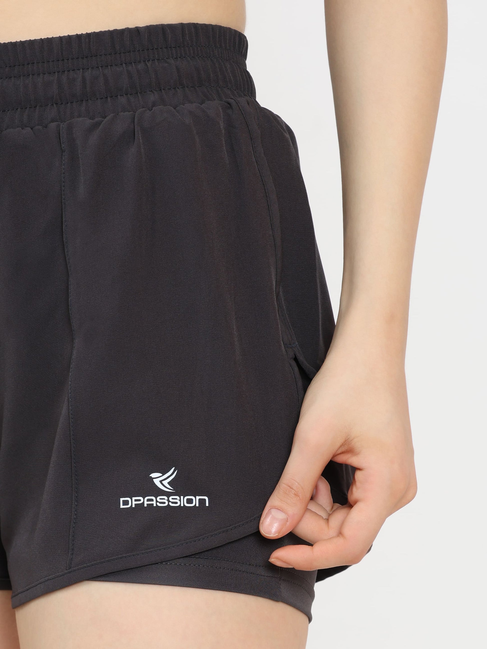 Dpassion Charcoal Dual Layer Training Shorts Women Performance Activewear