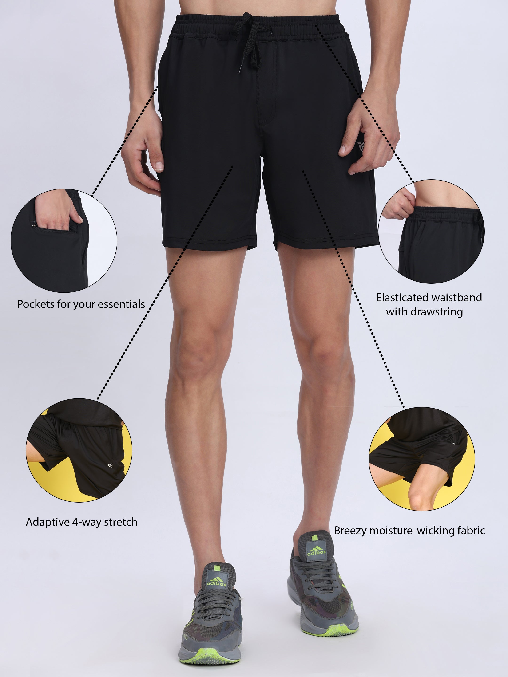 Men's Athletic Performance Shorts - 4-Way Stretch with Moisture-Wicking Fabric
