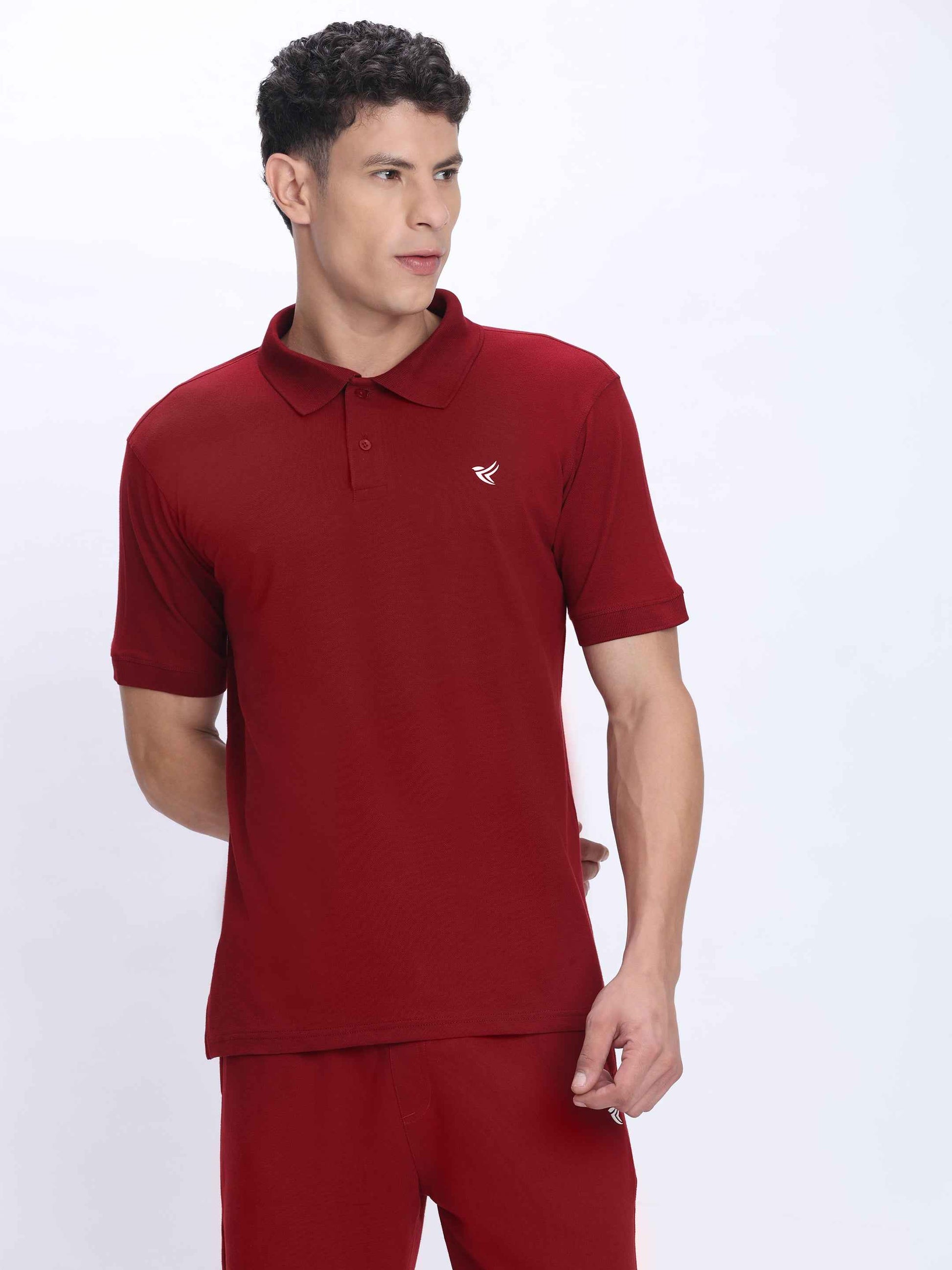 Dpassion Premium Red Cotton Polo T-Shirt Performance Activewear
